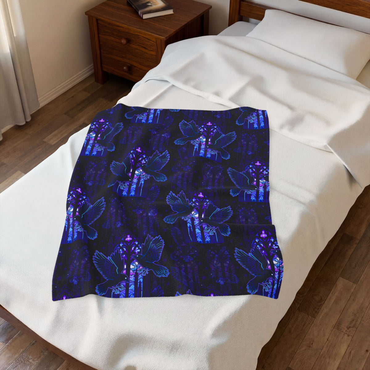 Muninn & Huginn Norse Raven Gothic Velveteen Plush Blanket