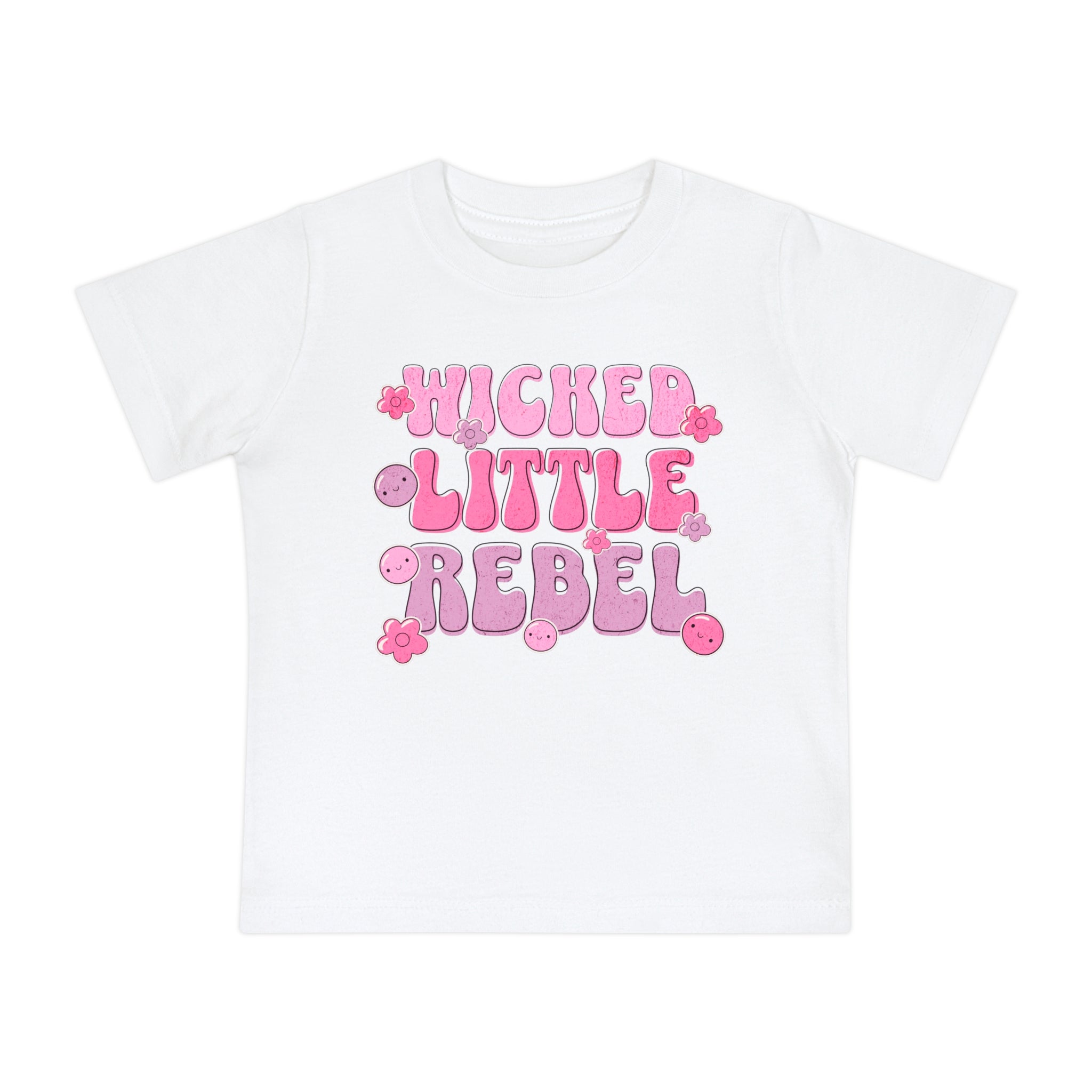 Baby T-Shirt — "Wicked Little Rebel" Pink Cute Graphic