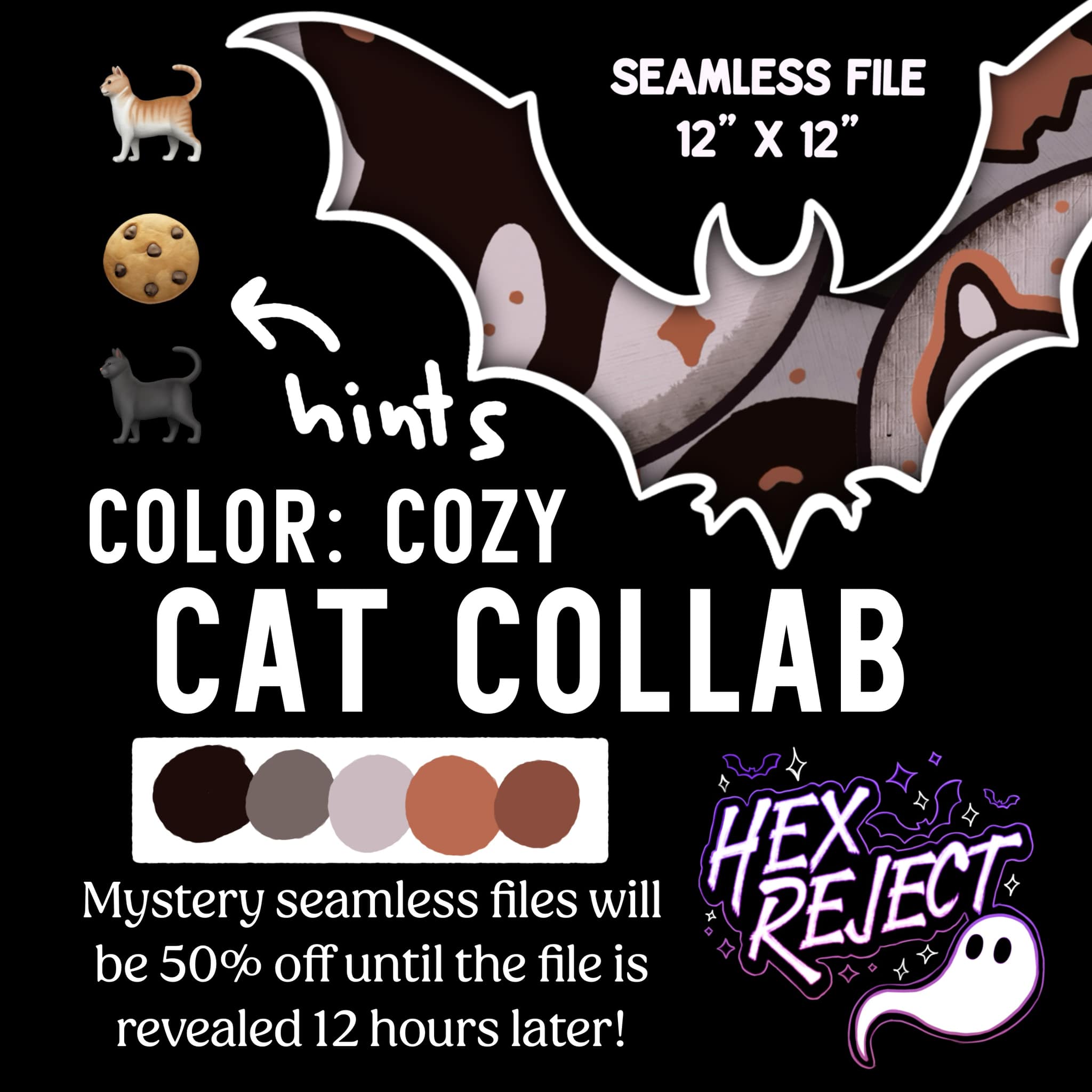 Meowstery Seamless files - check variants for color ways - no fabric/transfer/wholesale