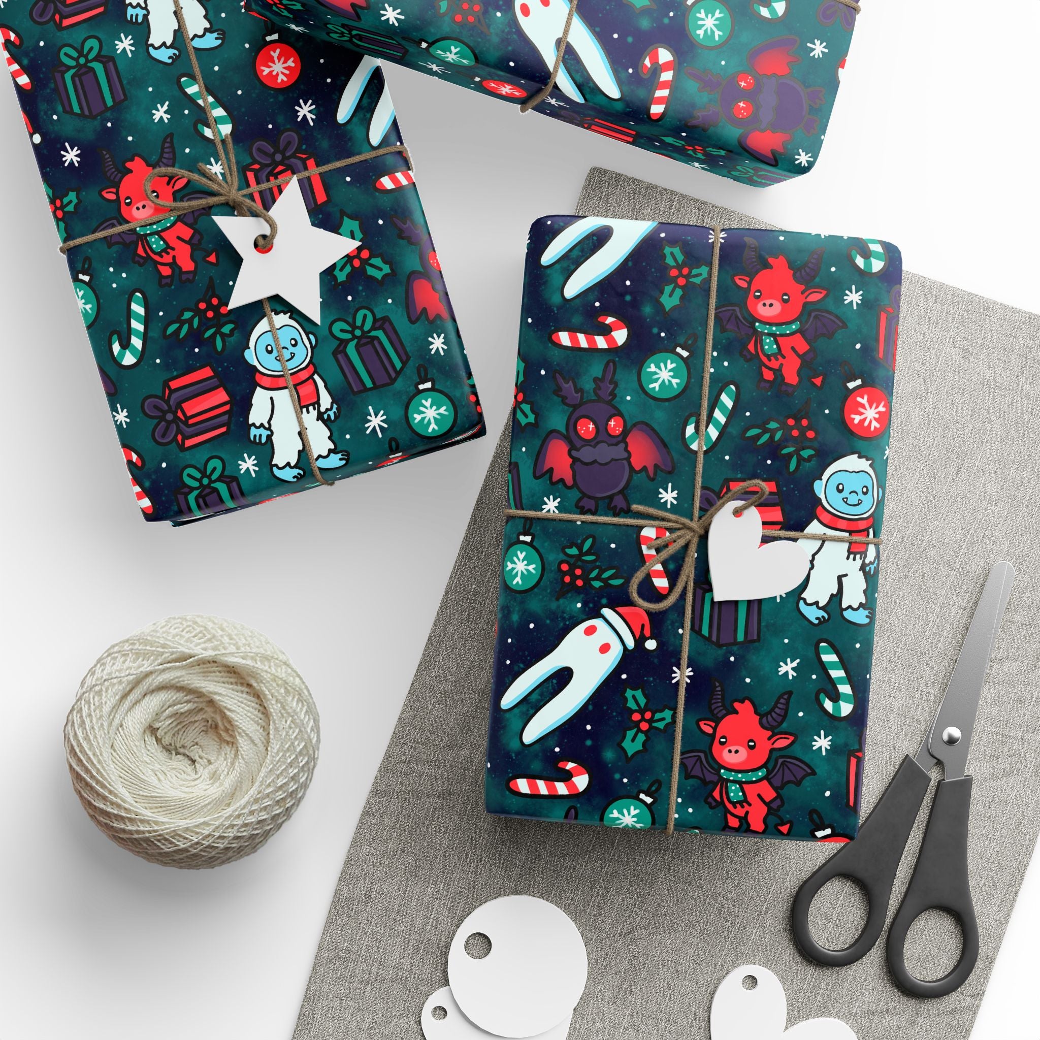 Merry Cryptid Wrapping Paper, Gift Wrap for Any Occasion, Unique Gift Packaging, Eco-Friendly, Holiday Wrapping, Birthday Celebration