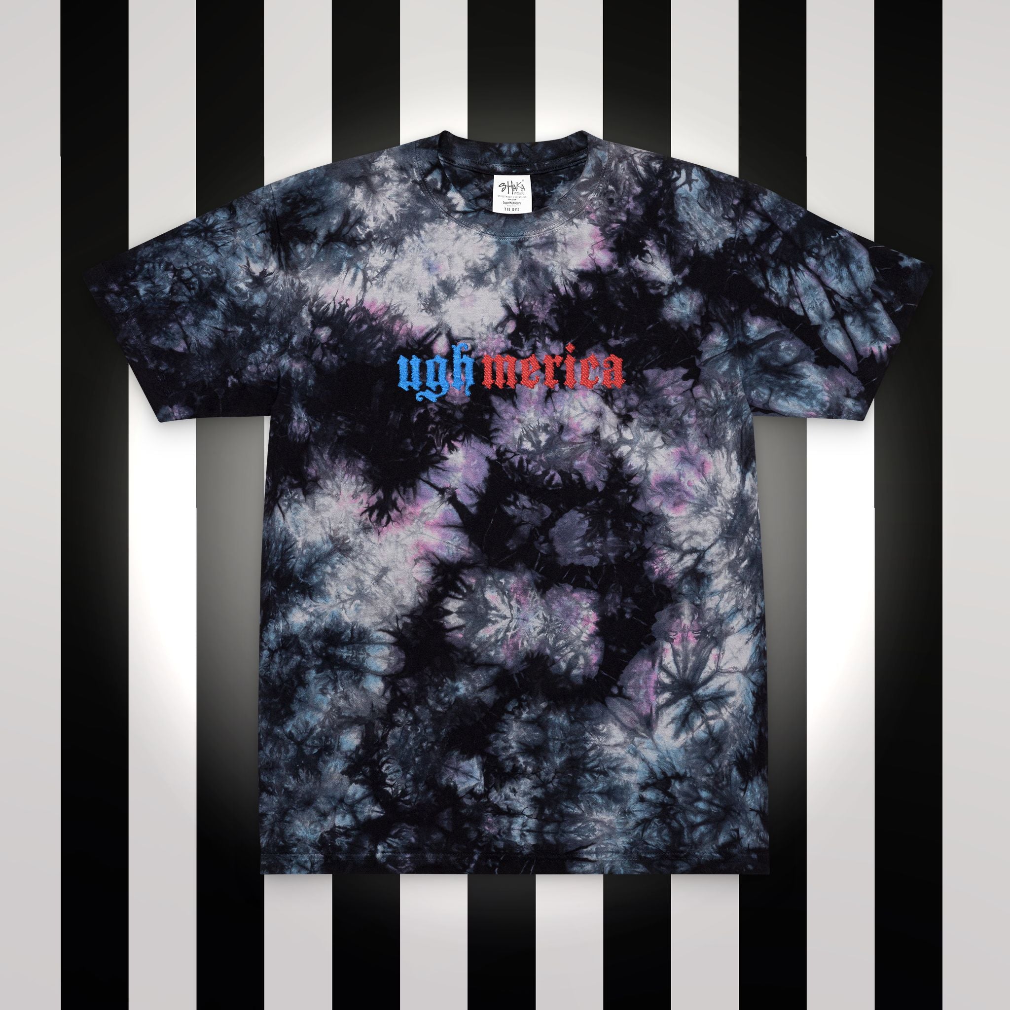 Ughmerica Oversized Tie-Dye T-Shirt — Embroidered anti-fourth of July, FDT Black & White Grunge