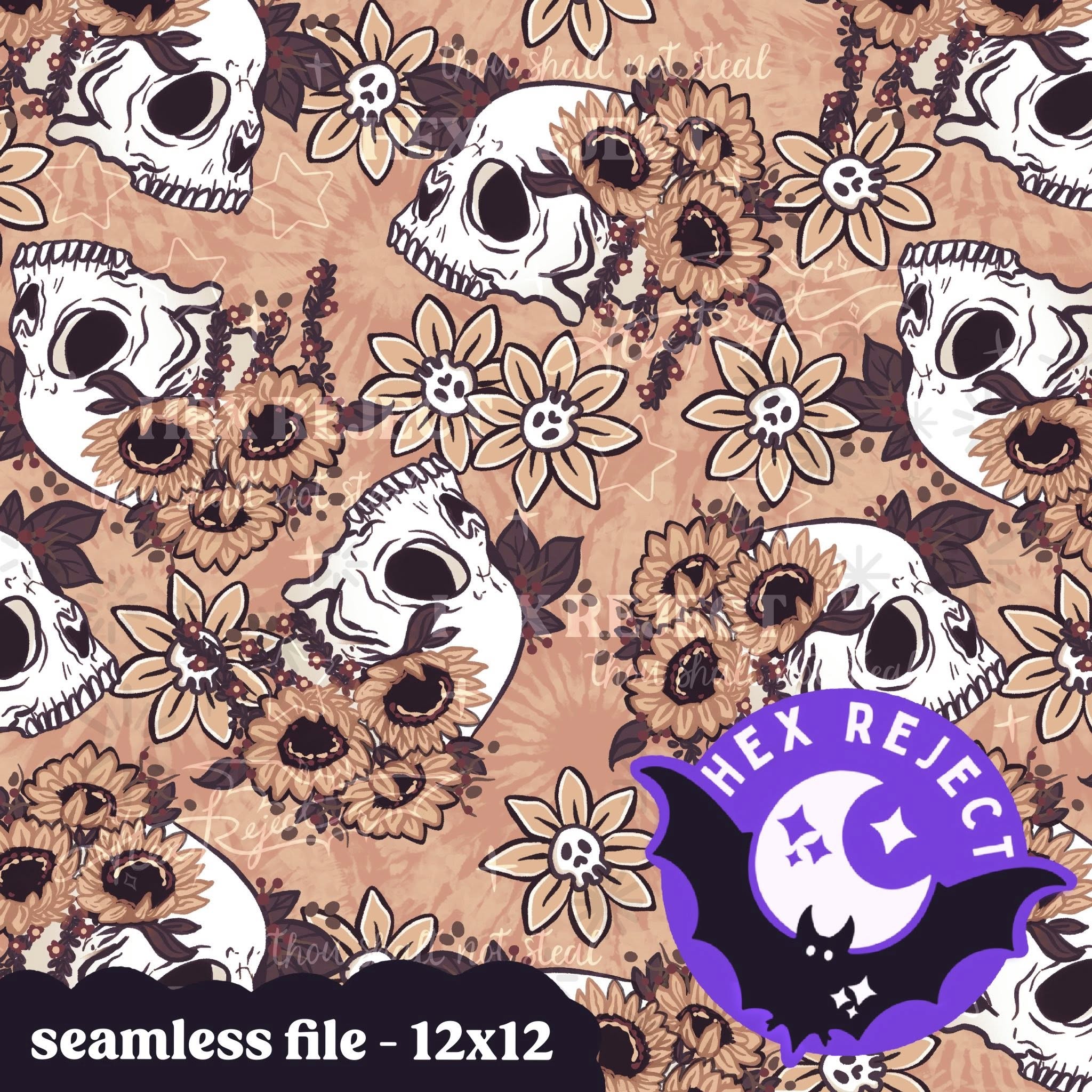 Sunflower Skull - Seamless file