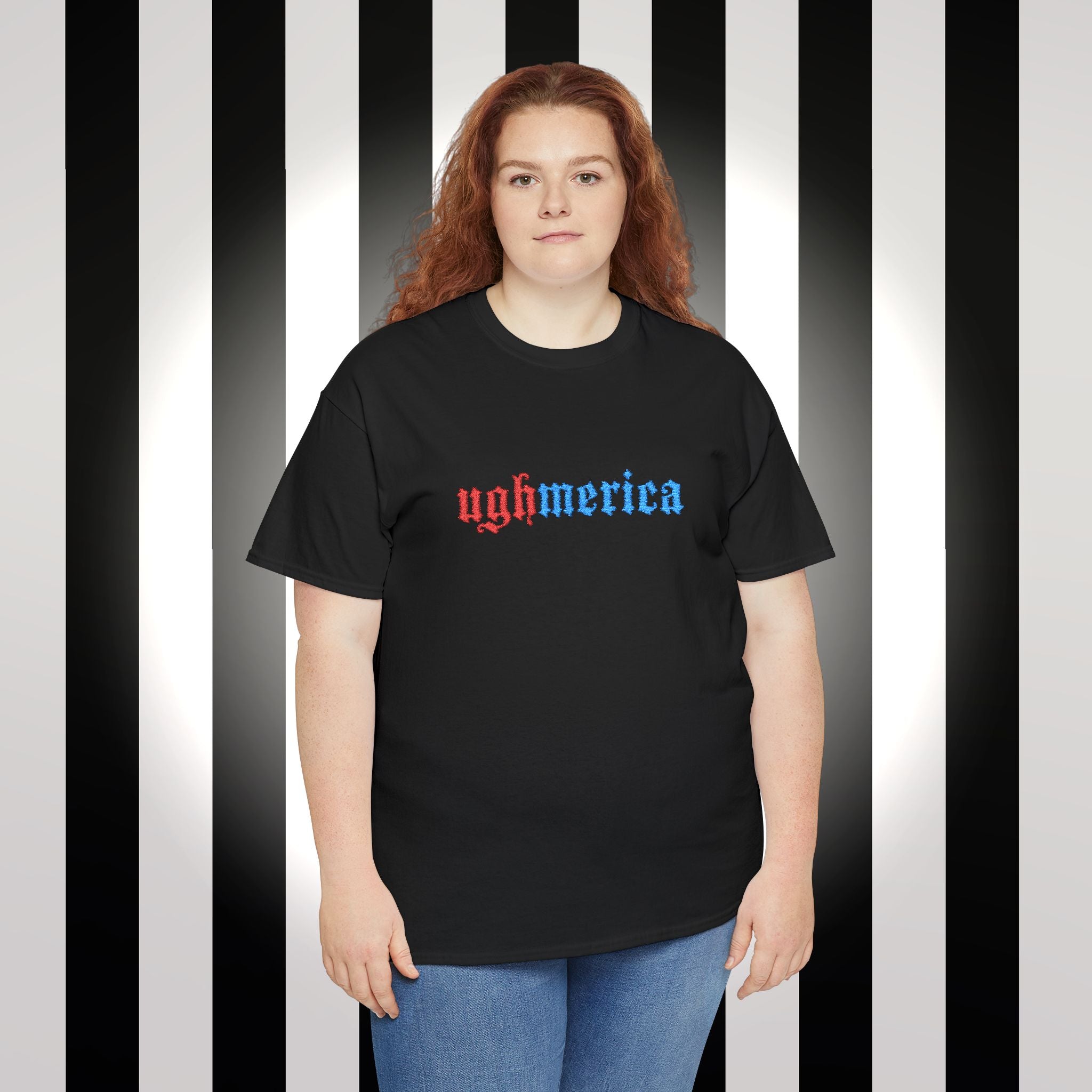 Ughmerica T-Shirt — Distressed Red & Blue Graphic Tee