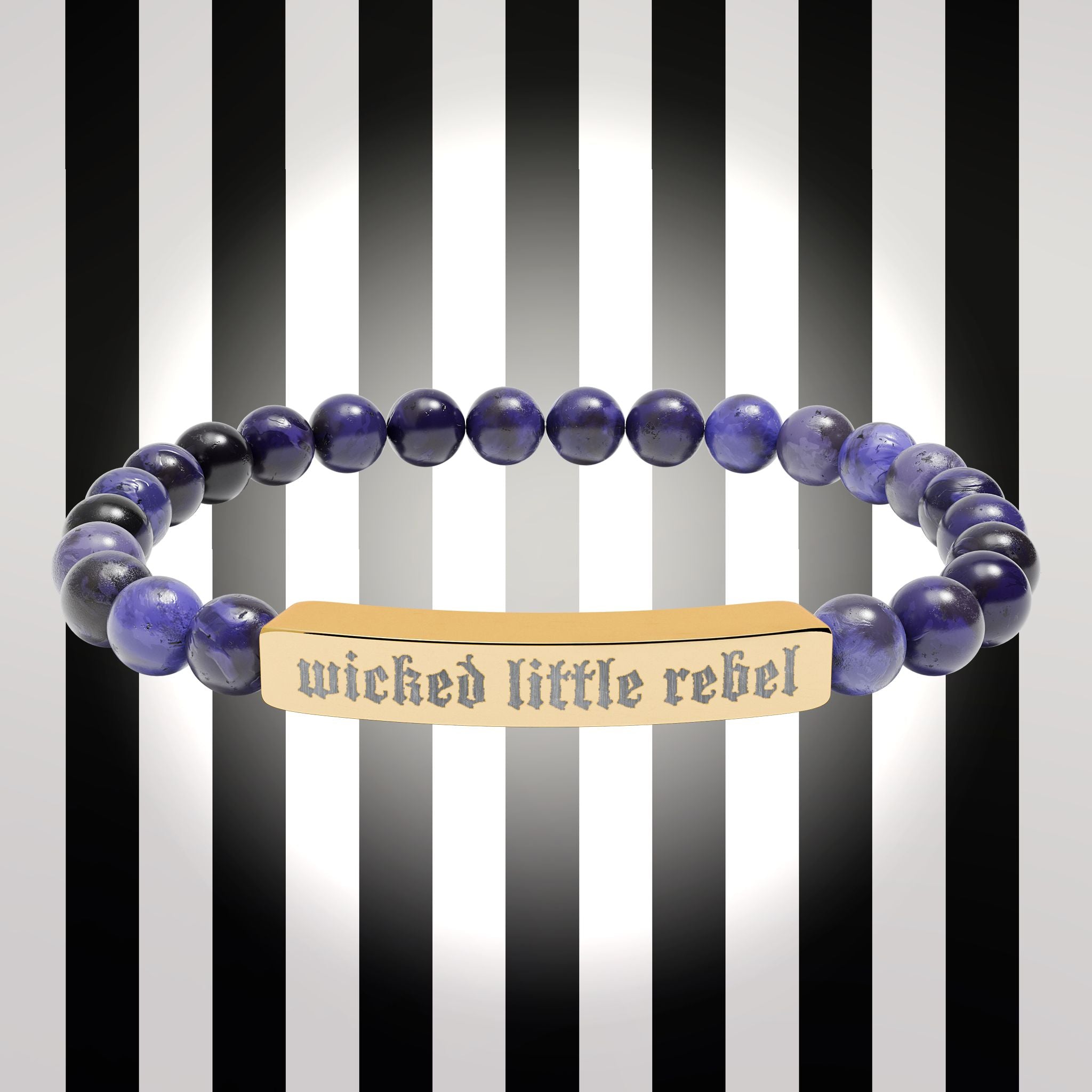 Wicked Little Rebel — Engraved Natural Stone Stretch Bracelet