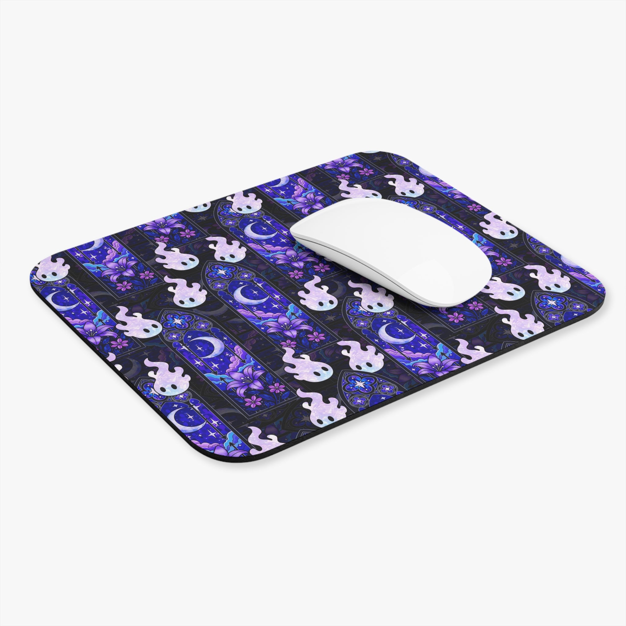 Hex Sprites Mouse Pad — Purple Stained-Glass — Gothic Cathedral Window Mousepad