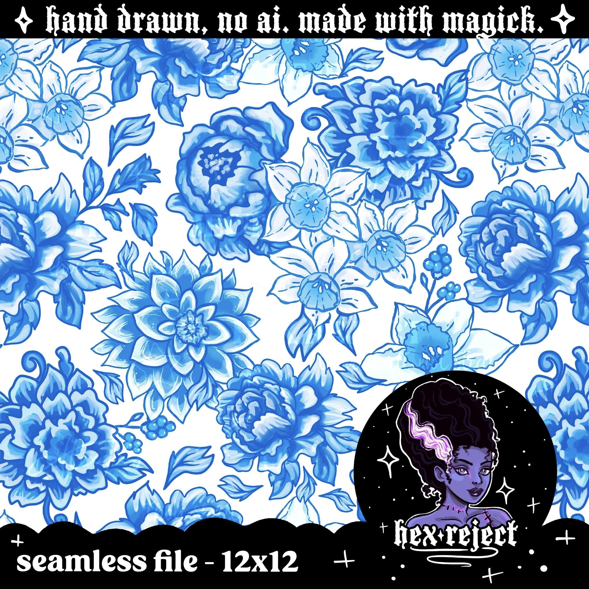 Blue Porcelain coord - Seamless files - Hexmas Advent Calendar - Day 5