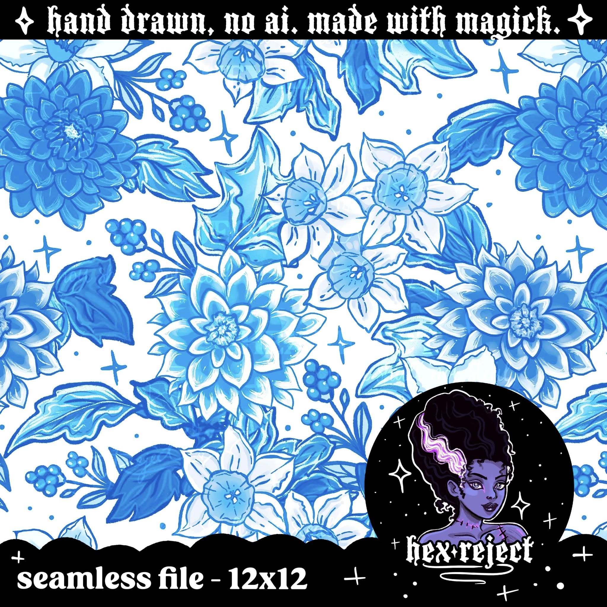 Blue Porcelain coord - Seamless files - Hexmas Advent Calendar - Day 5