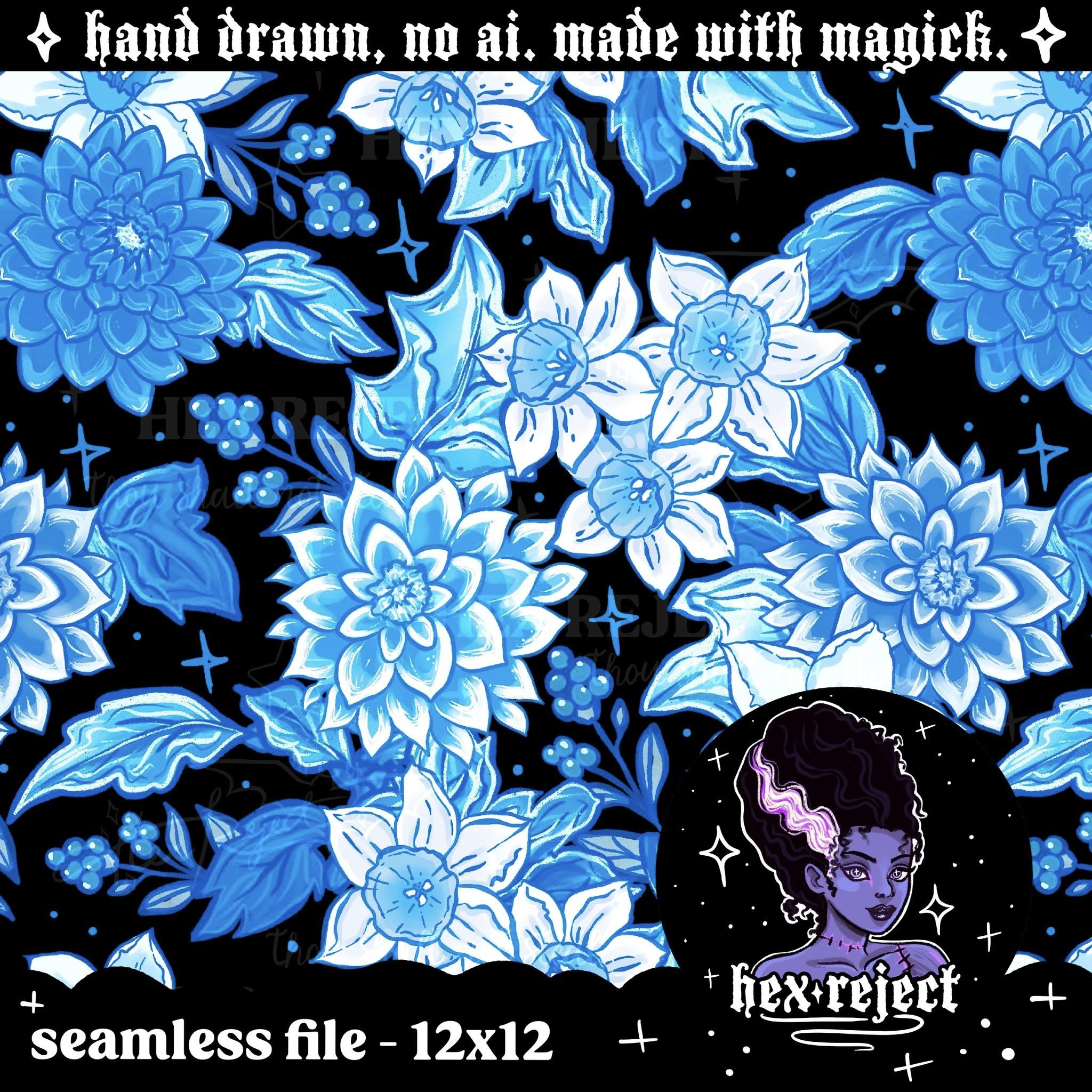 Blue Porcelain coord - Seamless files - Hexmas Advent Calendar - Day 5