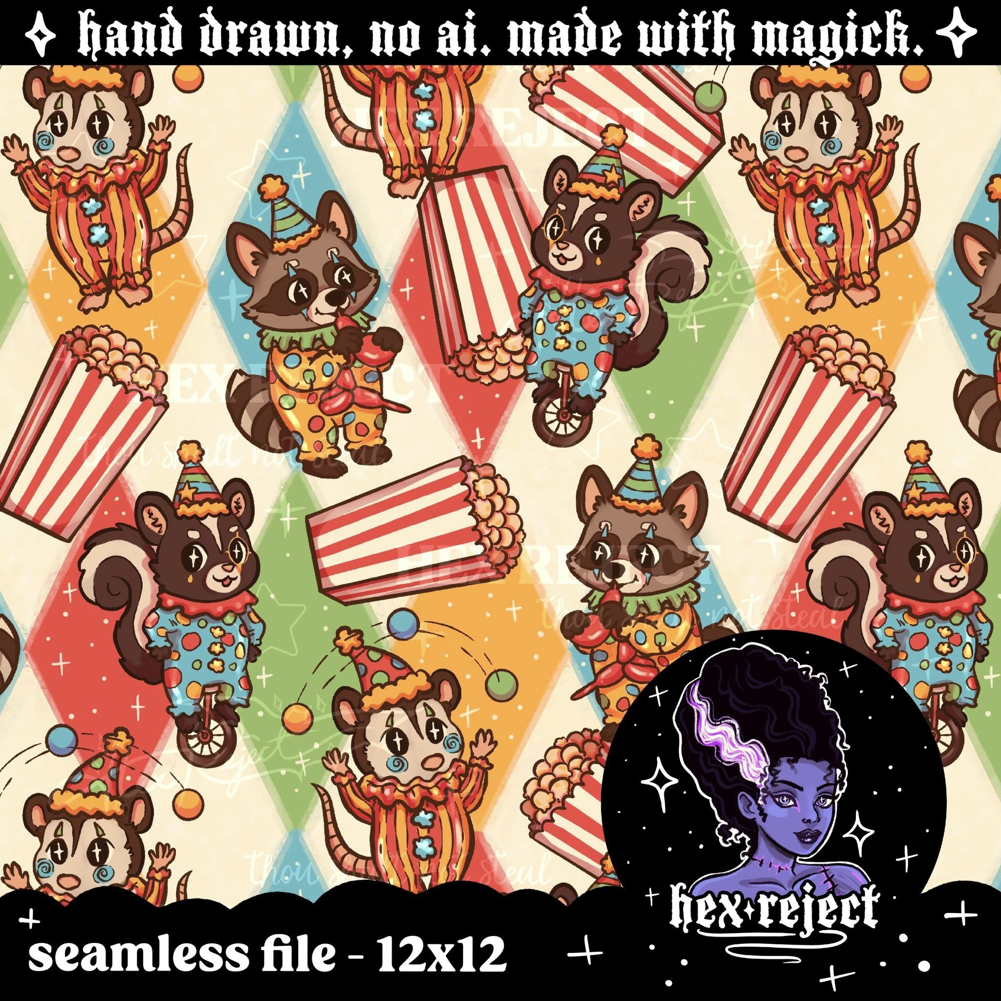 Circus Trash - Seamless & PNG files - Hexmas Advent Calendar - Day 8