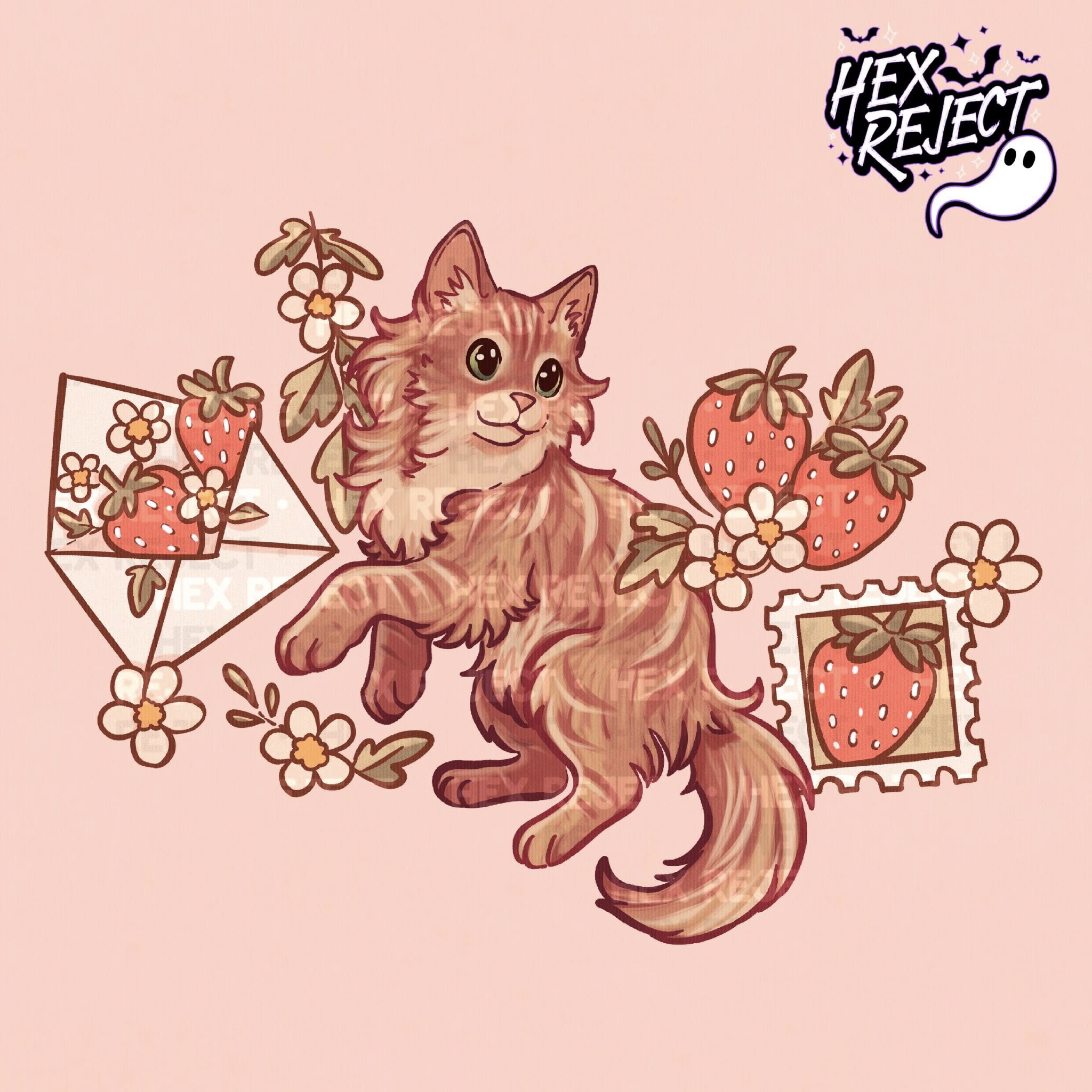 Coquette Kitty - Seamless & PNG files - Hexmas Advent Calendar - Day 10