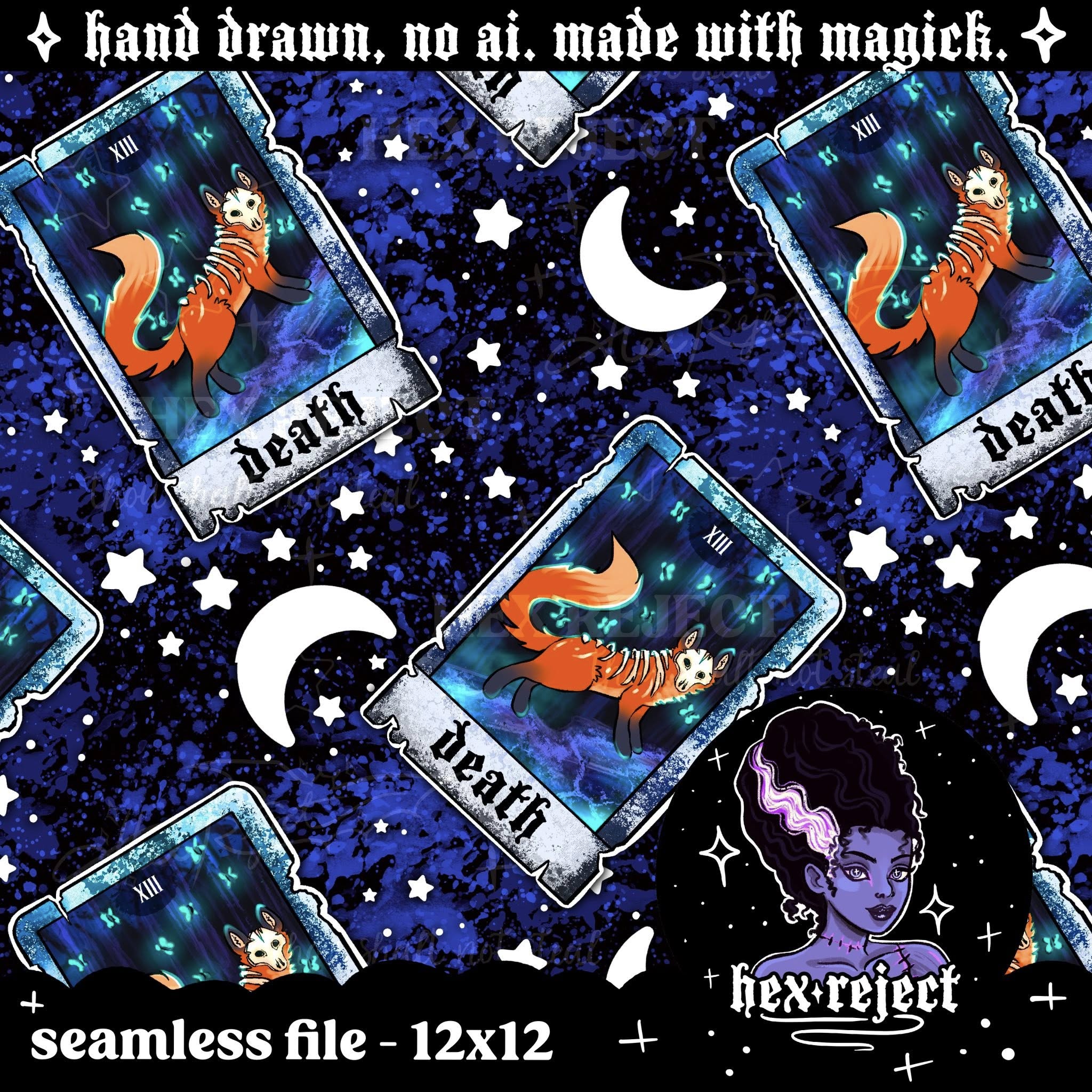 Fox Tarot Revamp - Seamless & PNG files - Hexmas Advent Calendar - Day 7