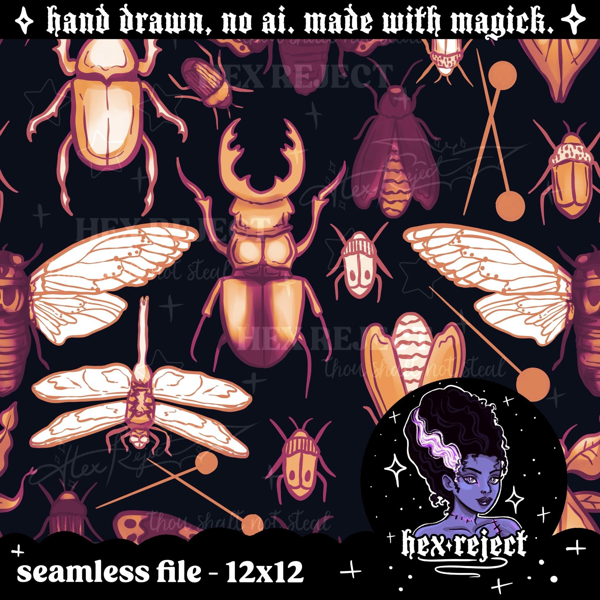 Insects Revamp - Seamless & PNG files - Hexmas Advent Calendar - Day 15