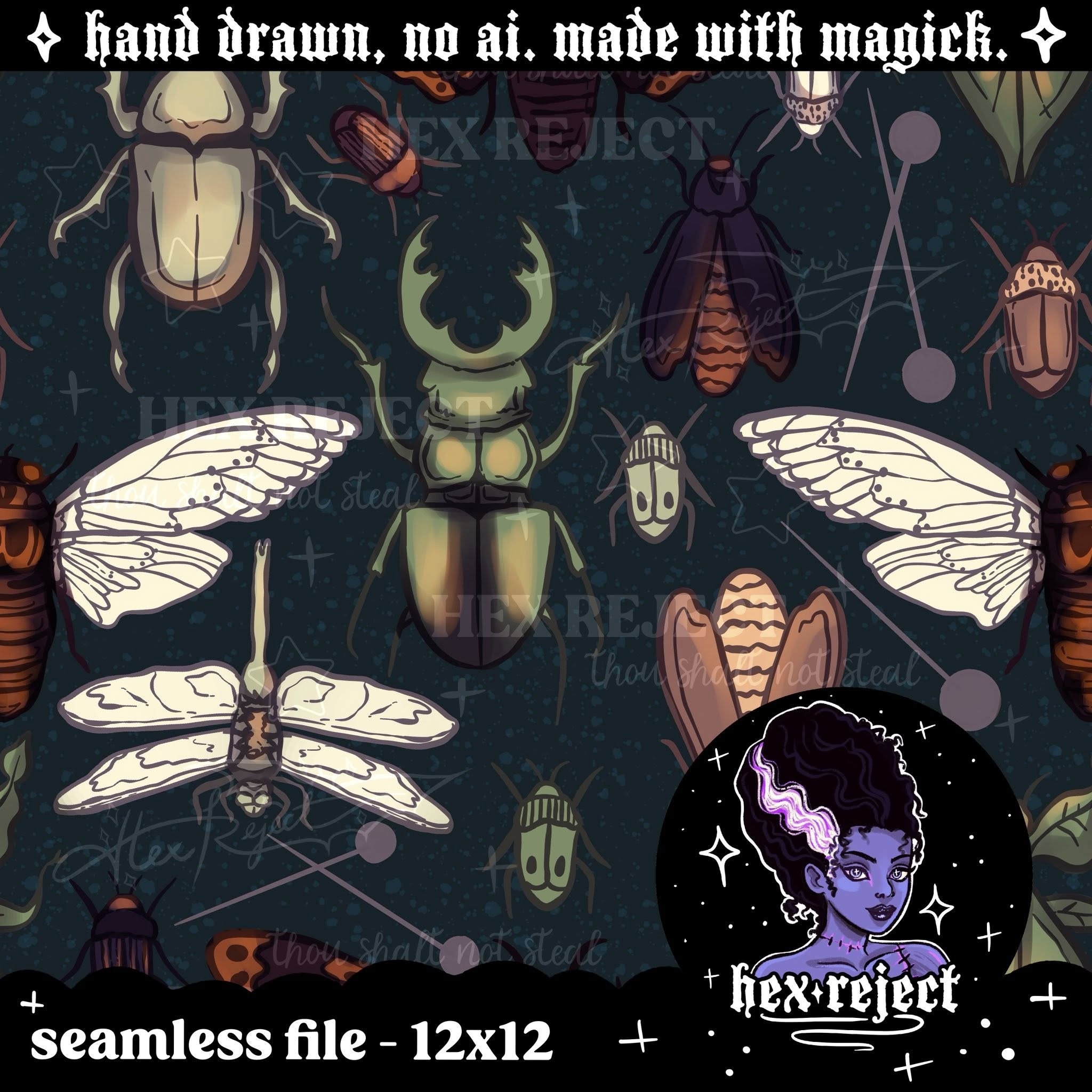 Insects Revamp - Seamless & PNG files - Hexmas Advent Calendar - Day 15