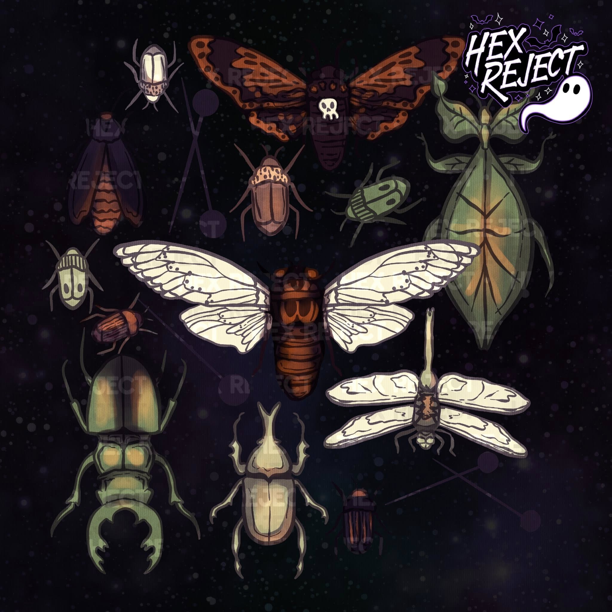 Insects Revamp - Seamless & PNG files - Hexmas Advent Calendar - Day 15