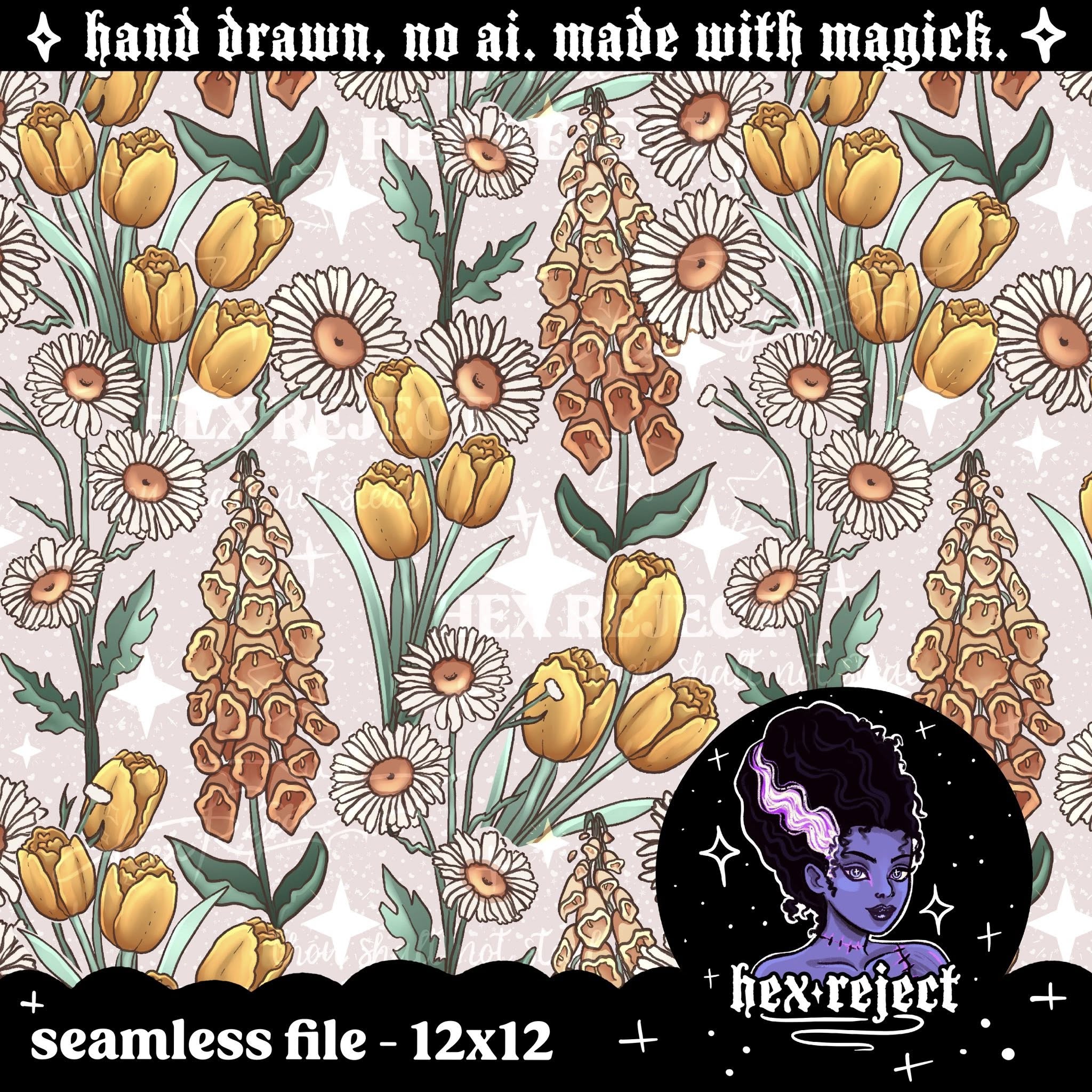 Foxglove Daisy Tulip - Seamless file