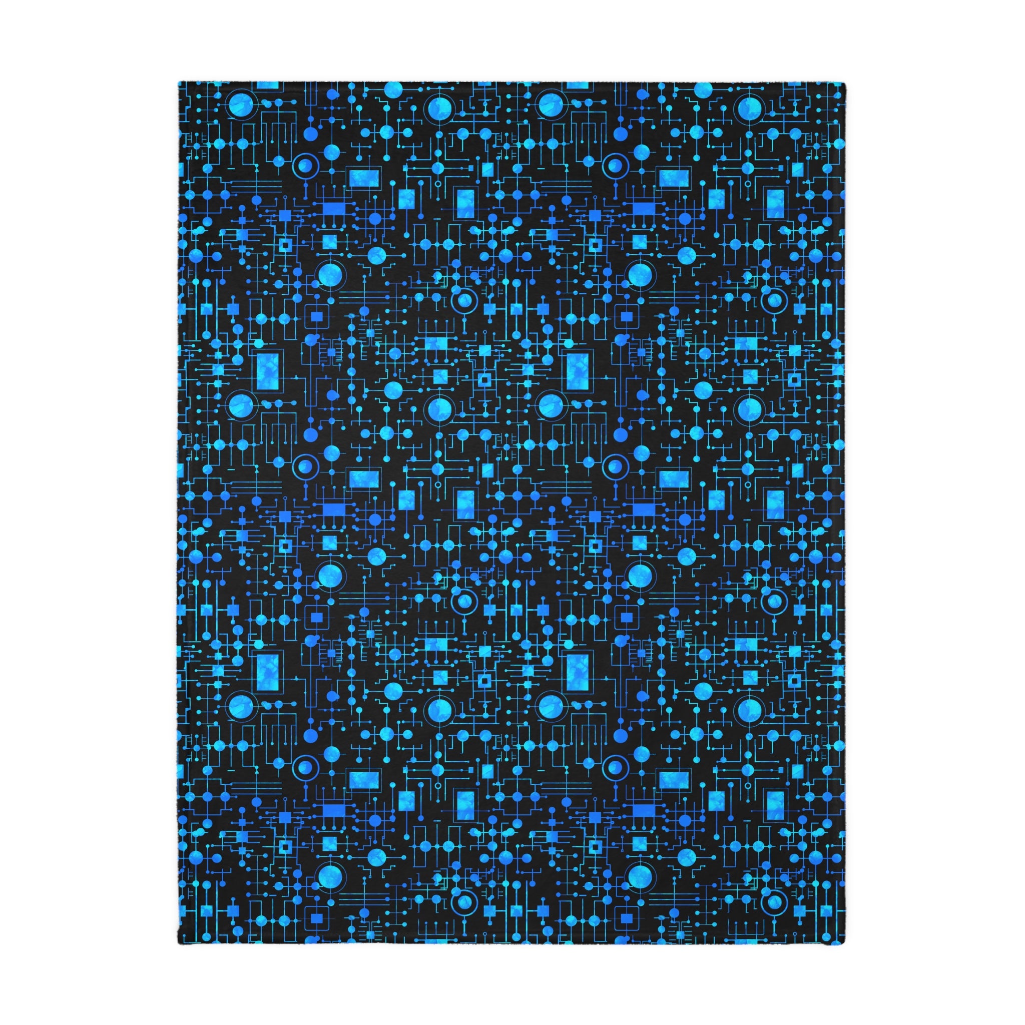 Mystic Robotic Dragon Moon Blanket — Reversible Blue Celestial Microfiber Throw