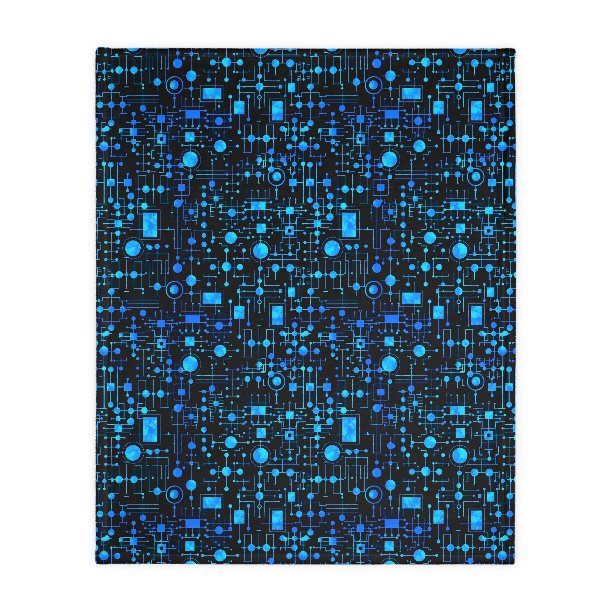 Mystic Robotic Dragon Moon Blanket — Reversible Blue Celestial Microfiber Throw