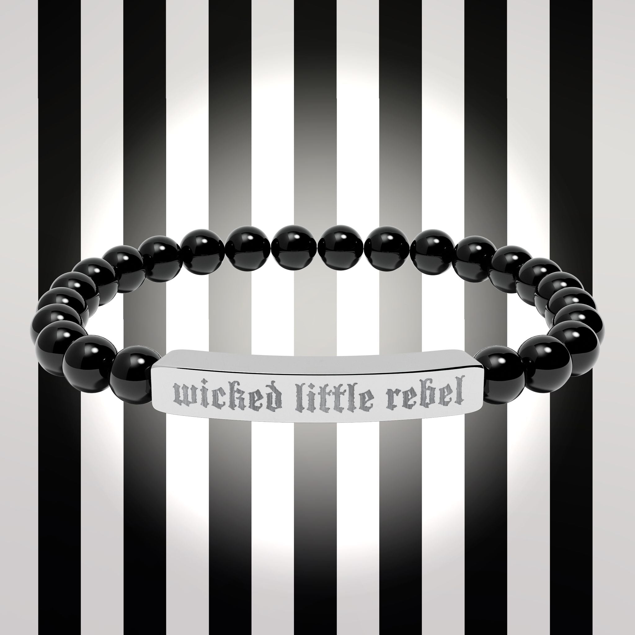 Wicked Little Rebel — Engraved Natural Stone Stretch Bracelet