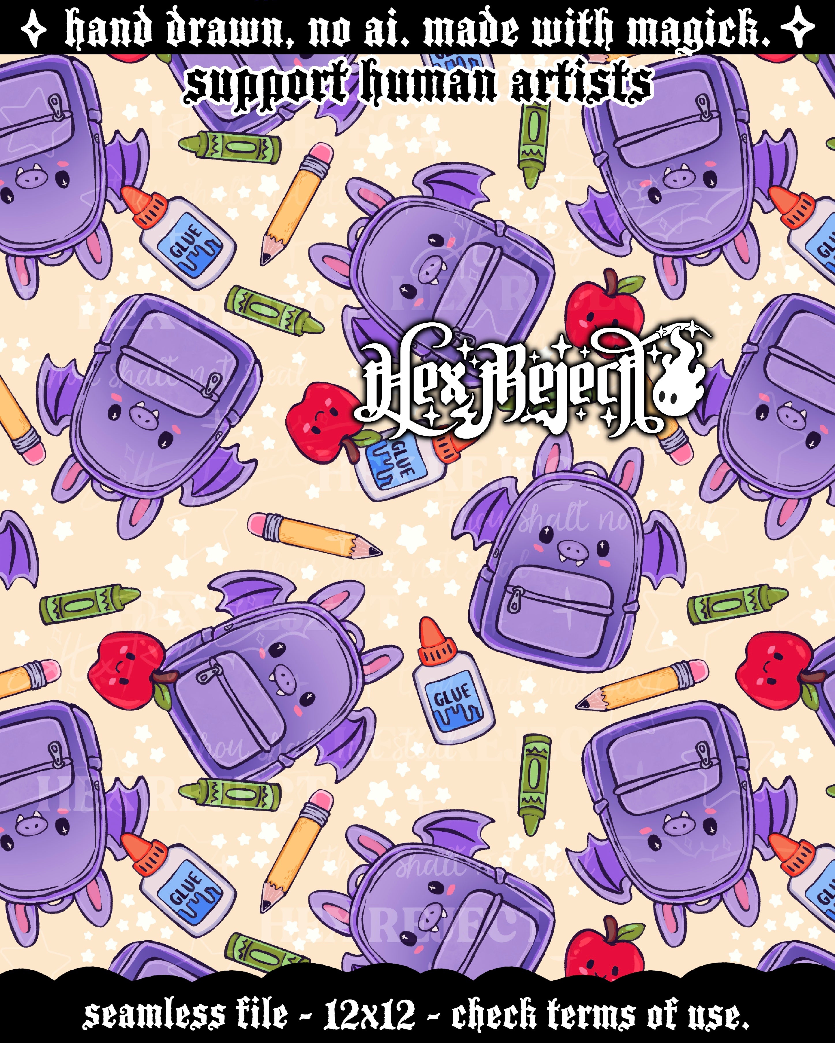 Bat to School - back to school bats - Seamless files