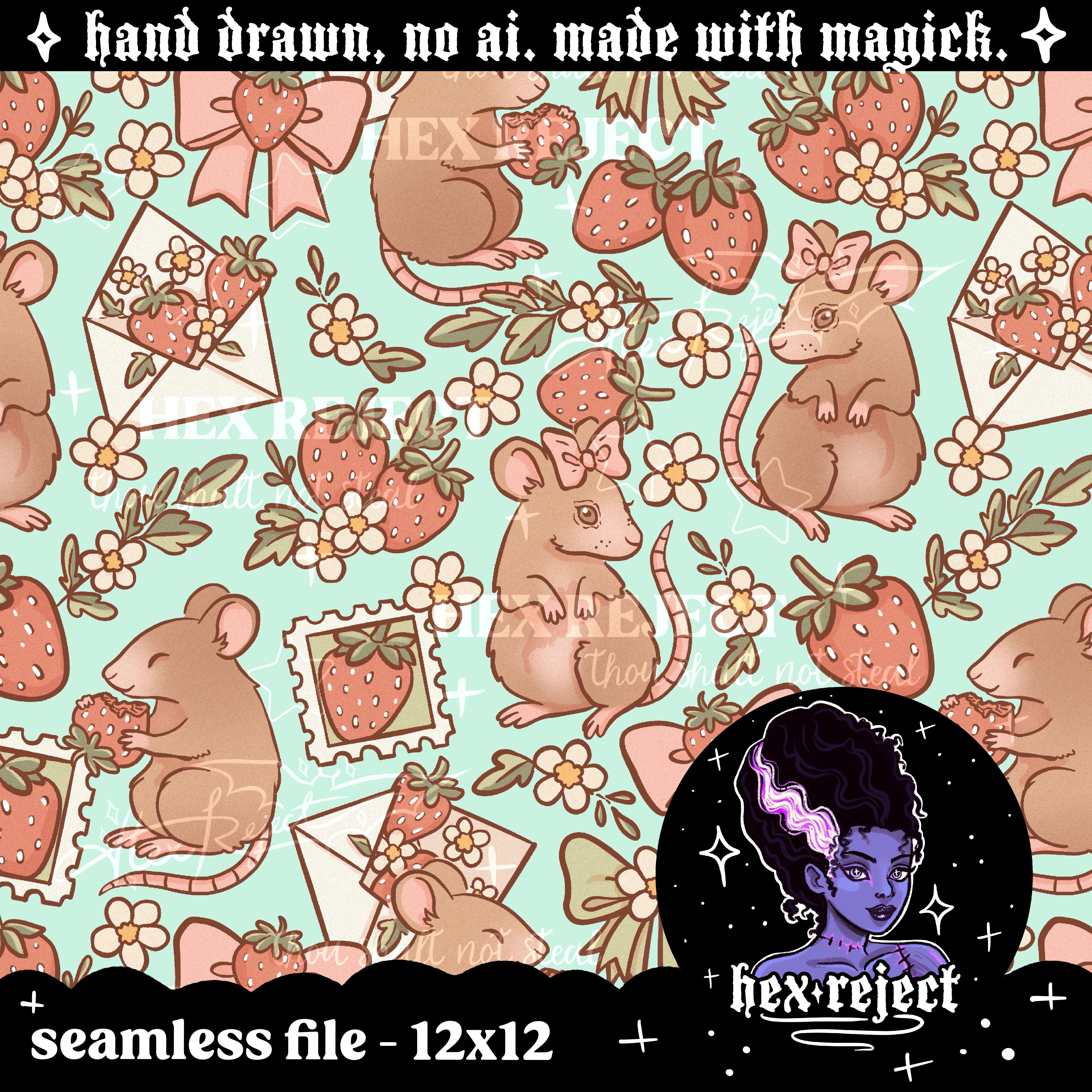 Coquette Rodents - Seamless & PNG files - Hextober 2025