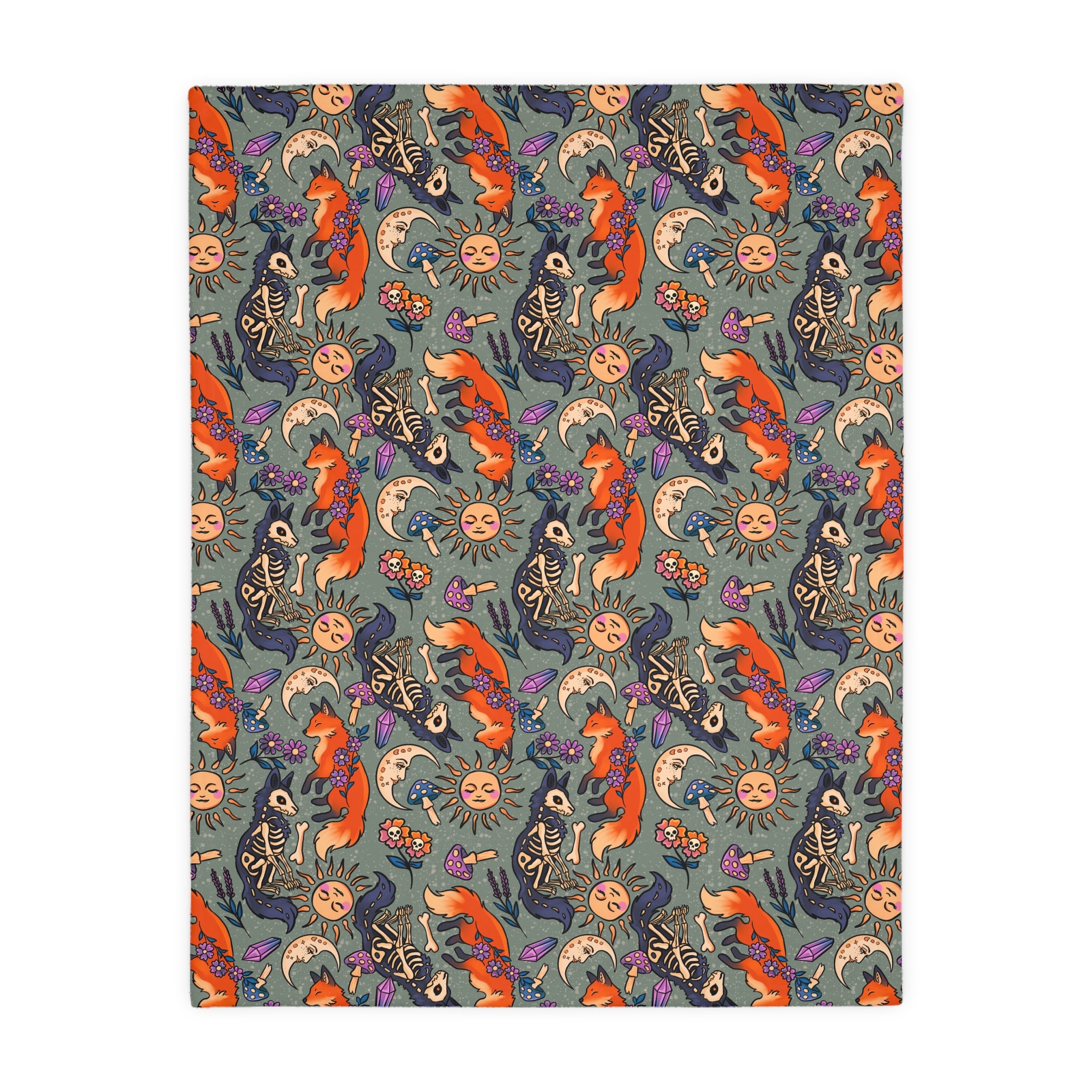 Fox Whimsy Blanket — Double Sided Reversible Velveteen Throw