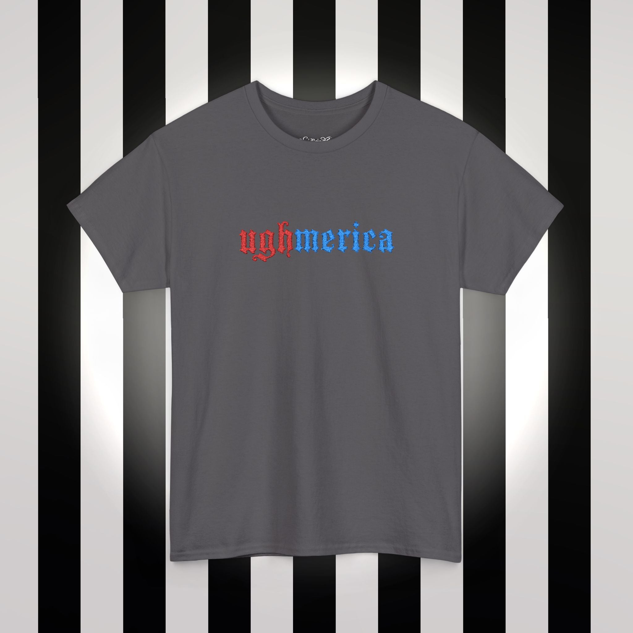 Ughmerica T-Shirt — Distressed Red & Blue Graphic Tee