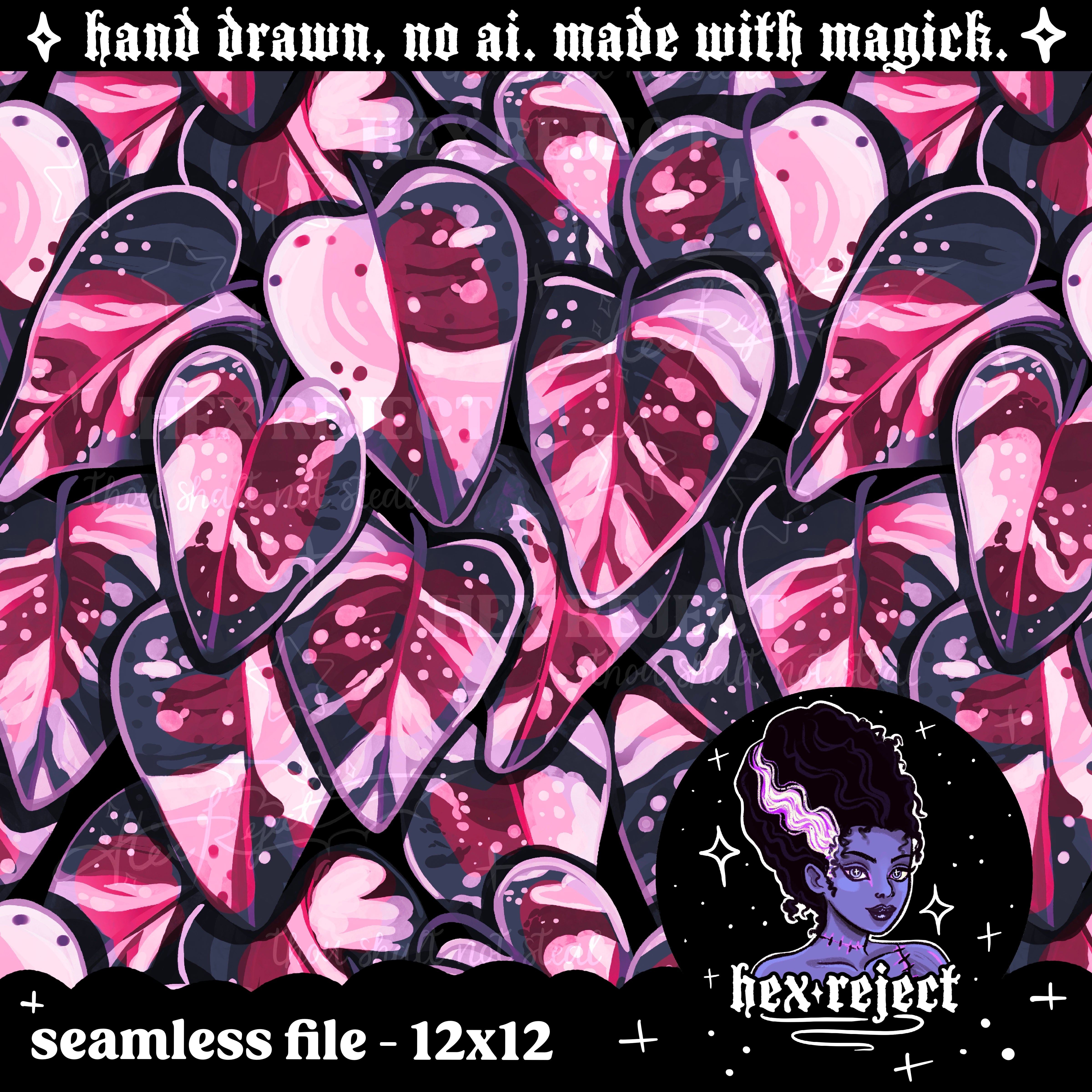 Houseplant - philodendron (variegated) - Seamless & PNG files - Hextober 2025