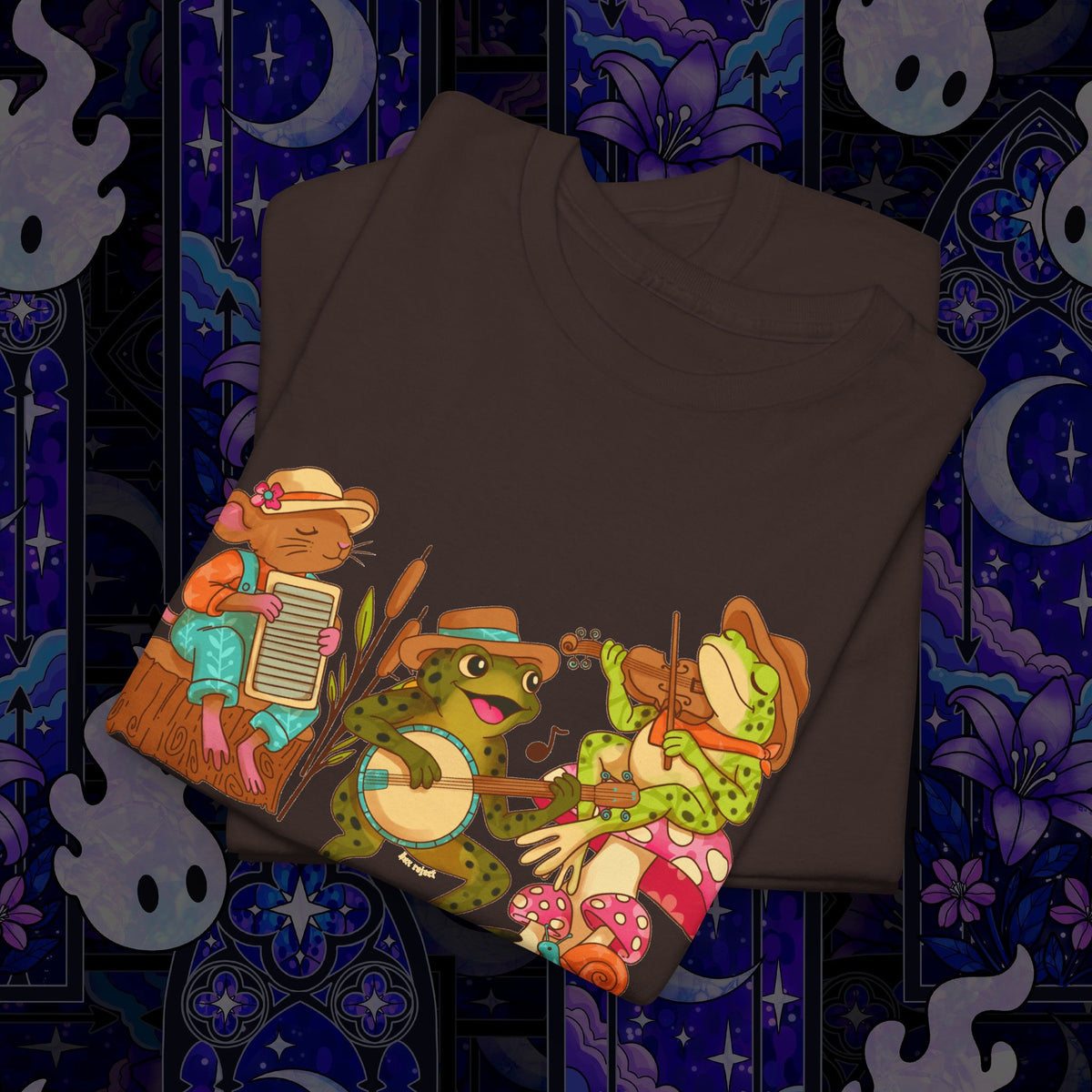 Support Your Local Swamp Band T-Shirt — Cute Frog & Mushroom Band Tee