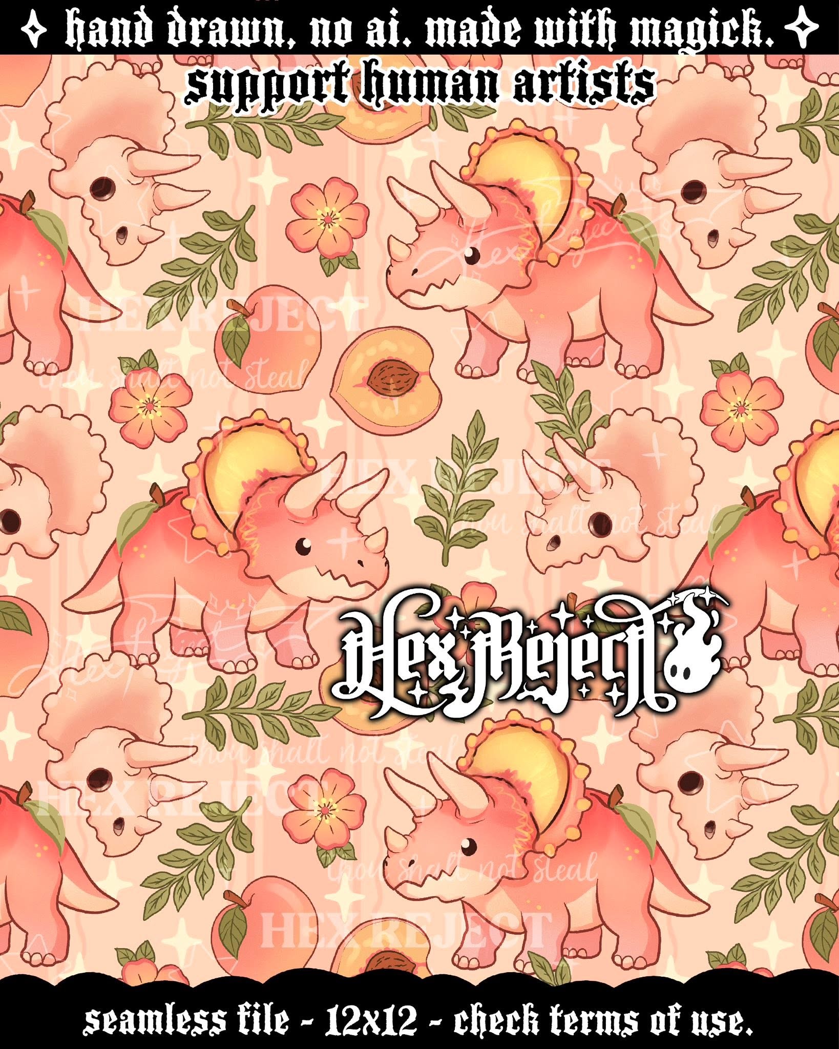 Peach Triceratops - Seamless Files