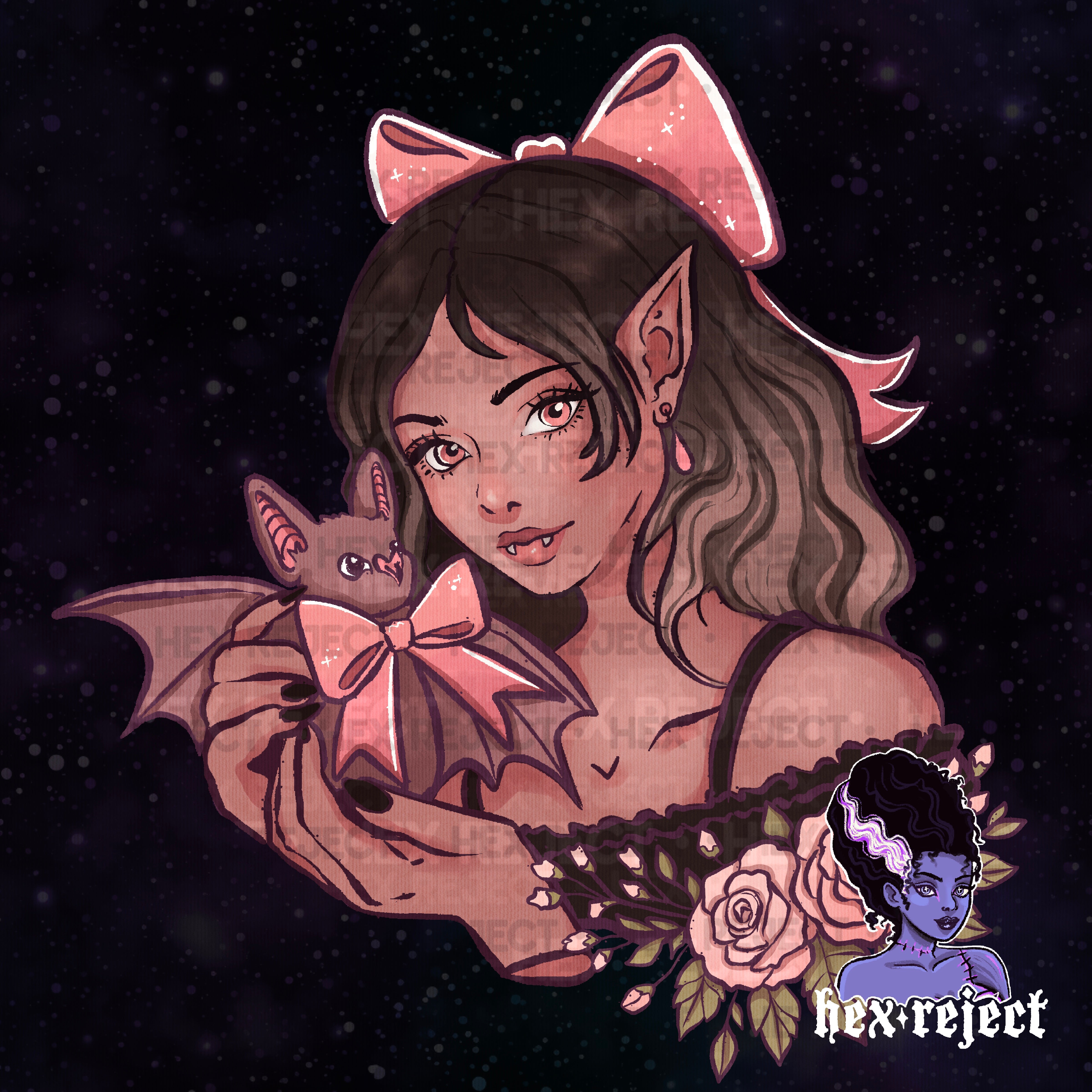 Coquette Vampire - Seamless & png files - 14 days of yuck