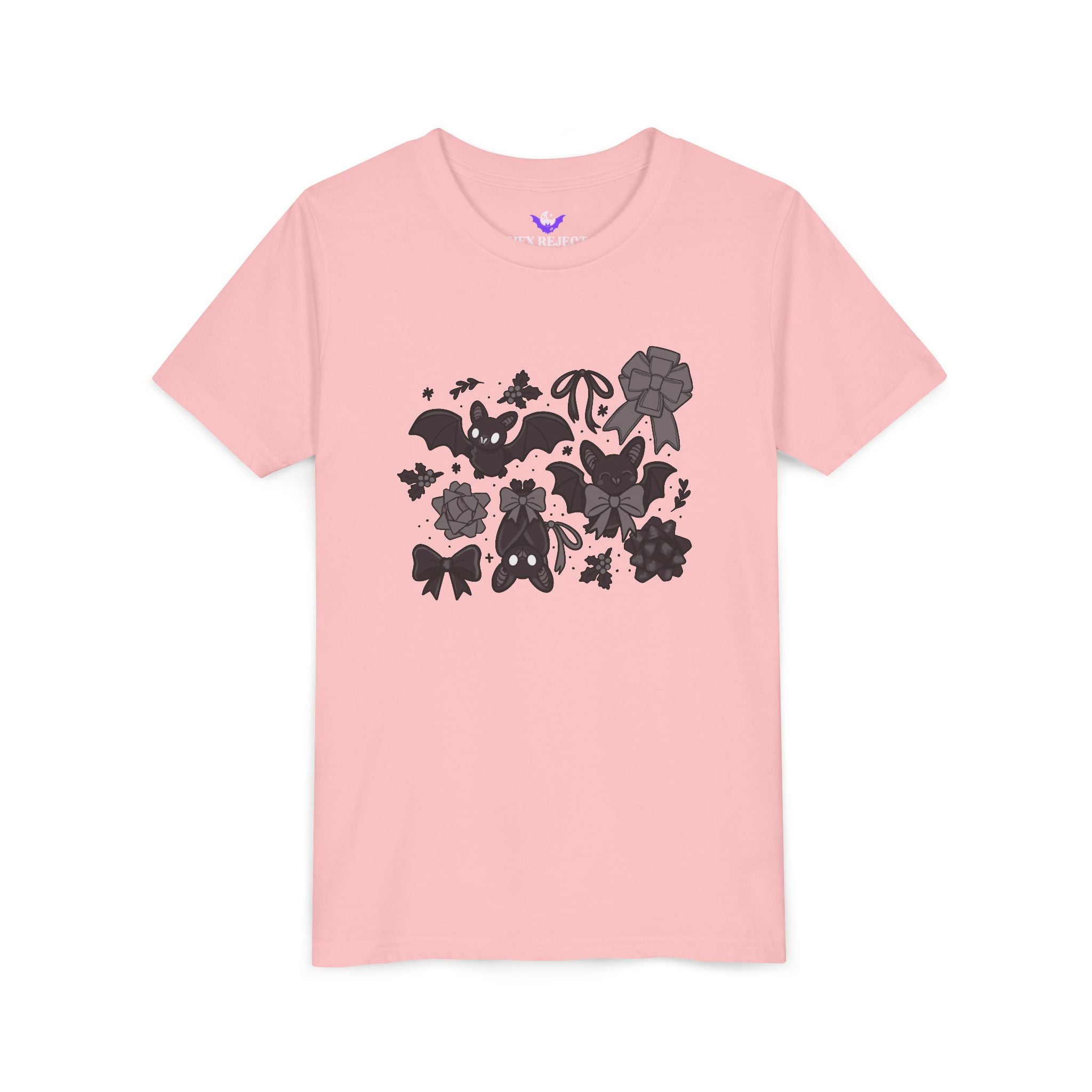 Monochrome Bats & Bows Youth Short Sleeve Tee