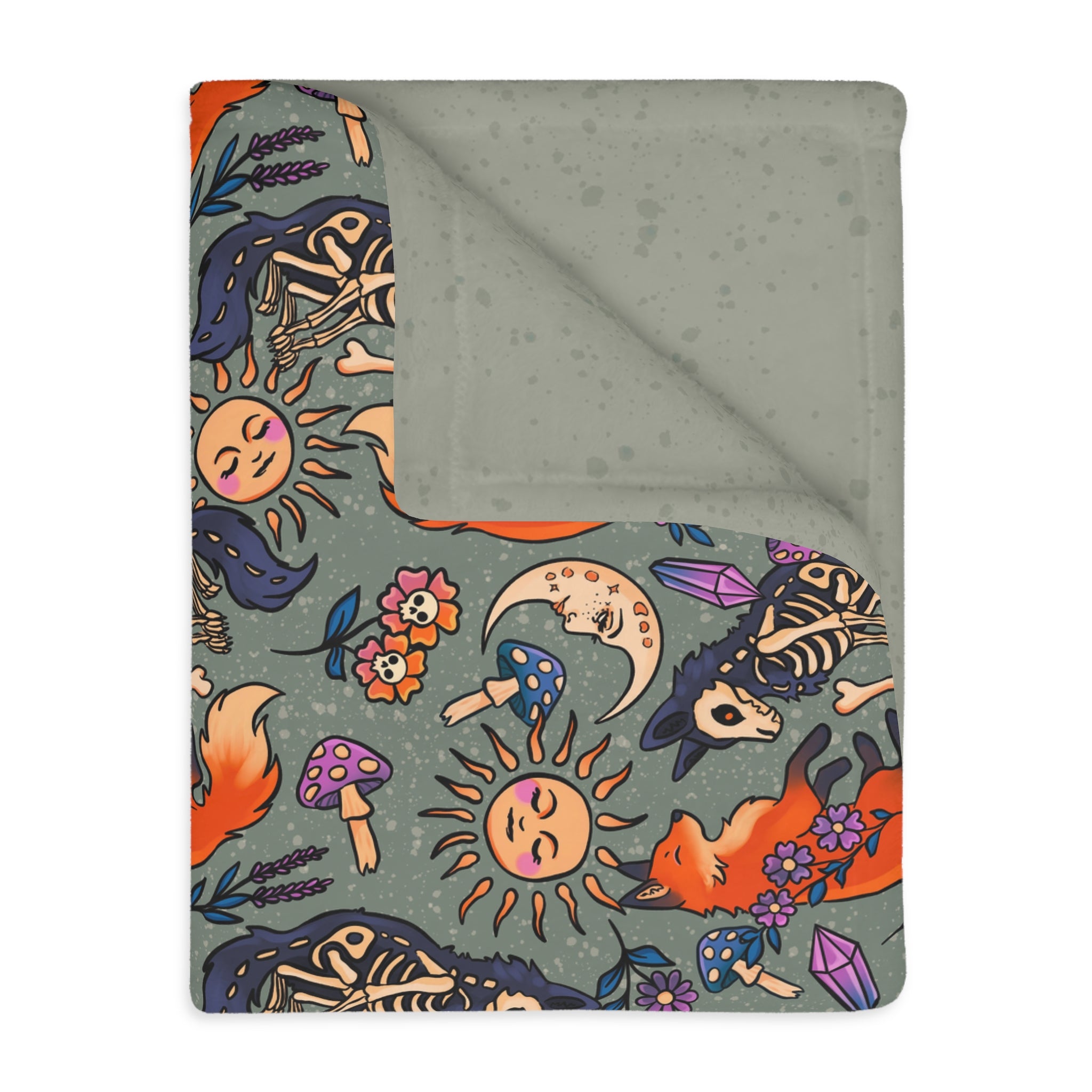Fox Whimsy Blanket — Double Sided Reversible Velveteen Throw