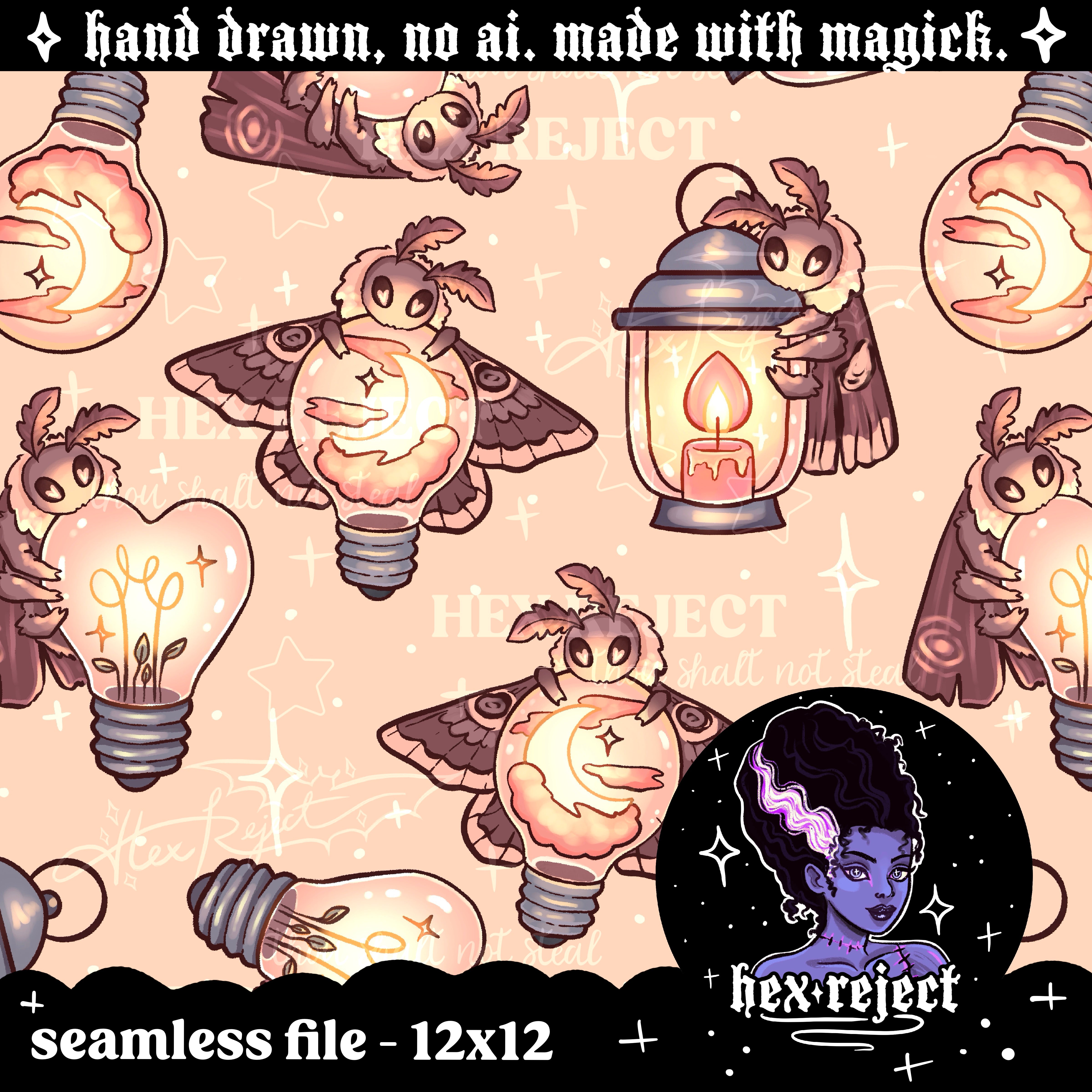 Moths - deLIGHTful - Seamless & PNG files - Hextober 2025