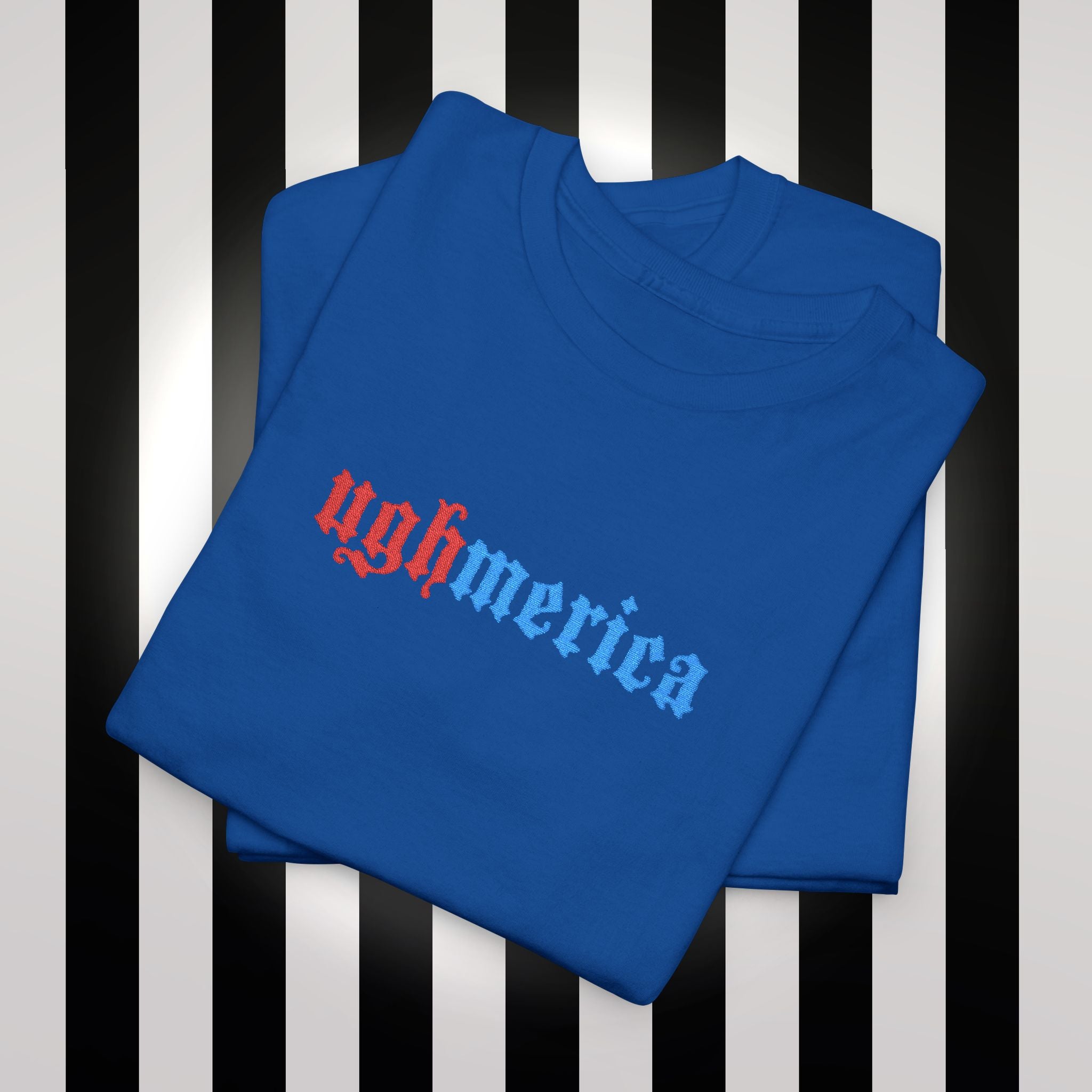 Ughmerica T-Shirt — Distressed Red & Blue Graphic Tee