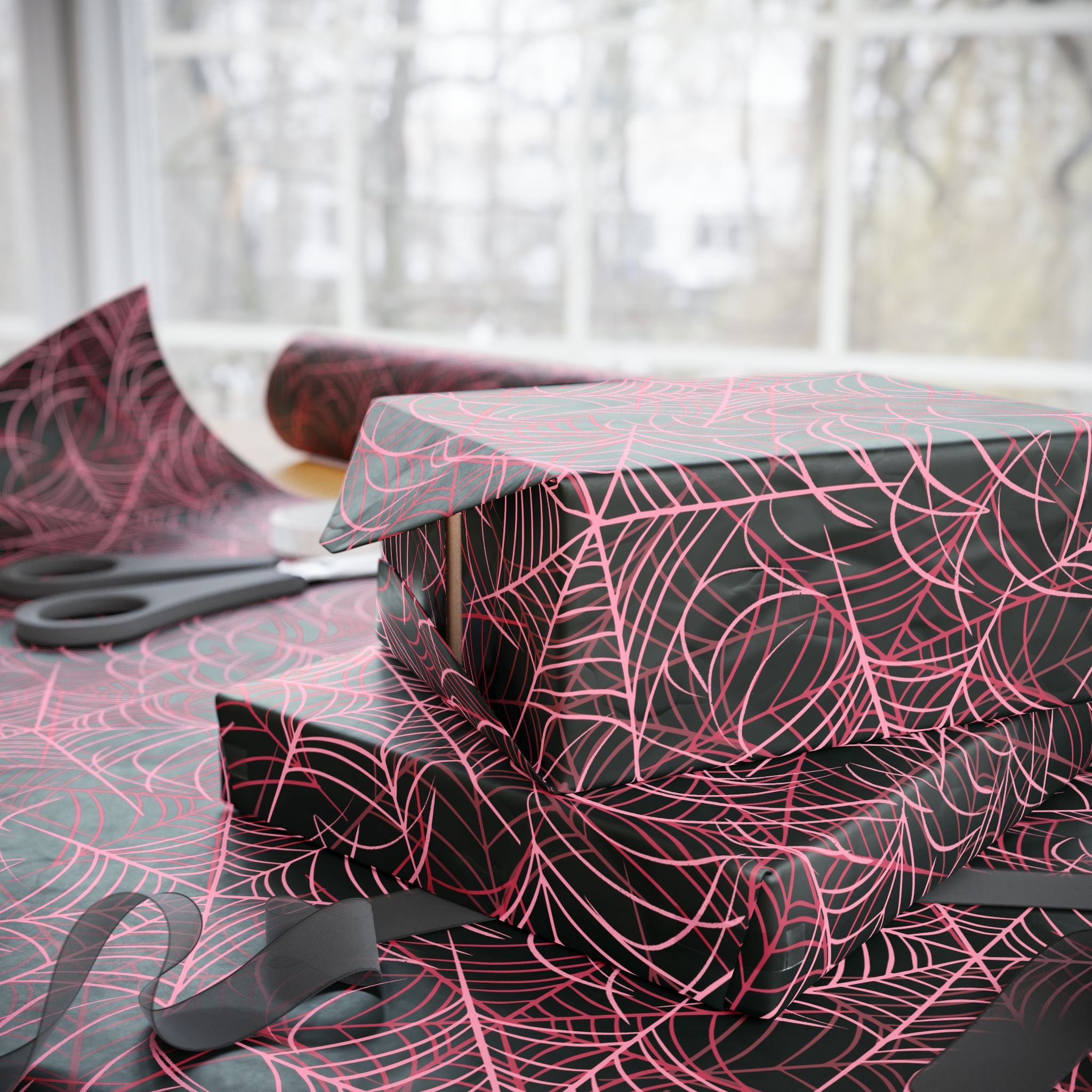 Pink Spiderwebs Wrapping Paper, Gift Wrap for Any Occasion, Unique Gift Packaging, Eco-Friendly, Holiday Wrapping, Birthday Celebration