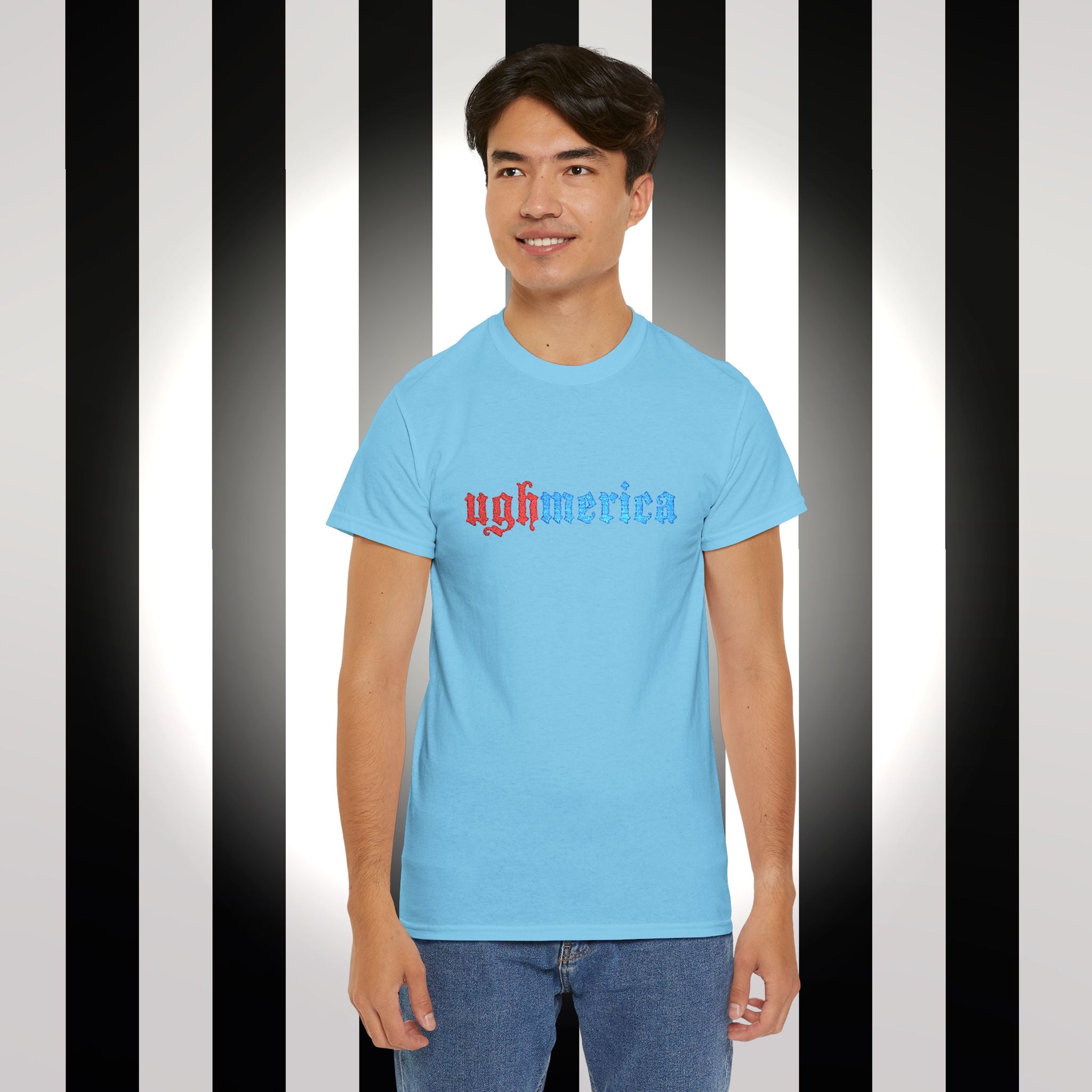 Ughmerica T-Shirt — Distressed Red & Blue Graphic Tee