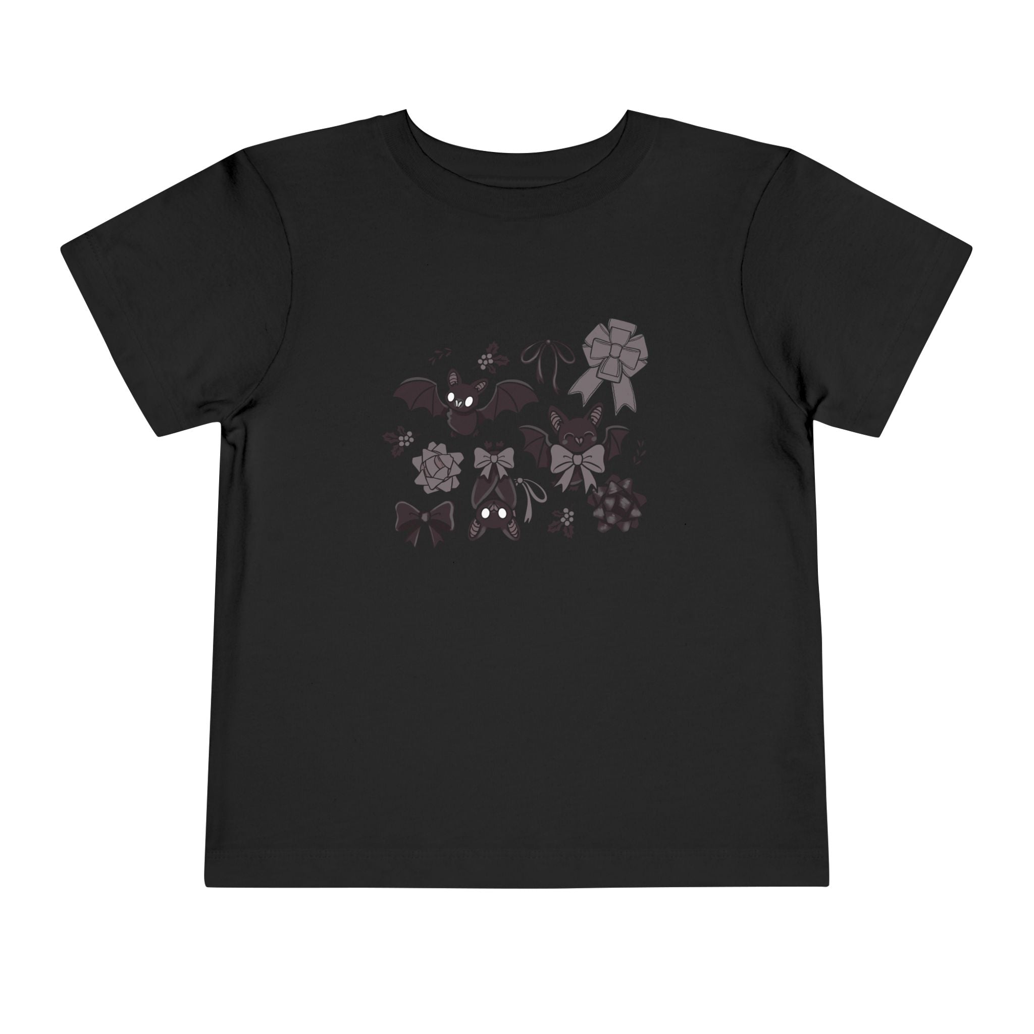 Monochrome Bats & Bows Toddler Short Sleeve Tee