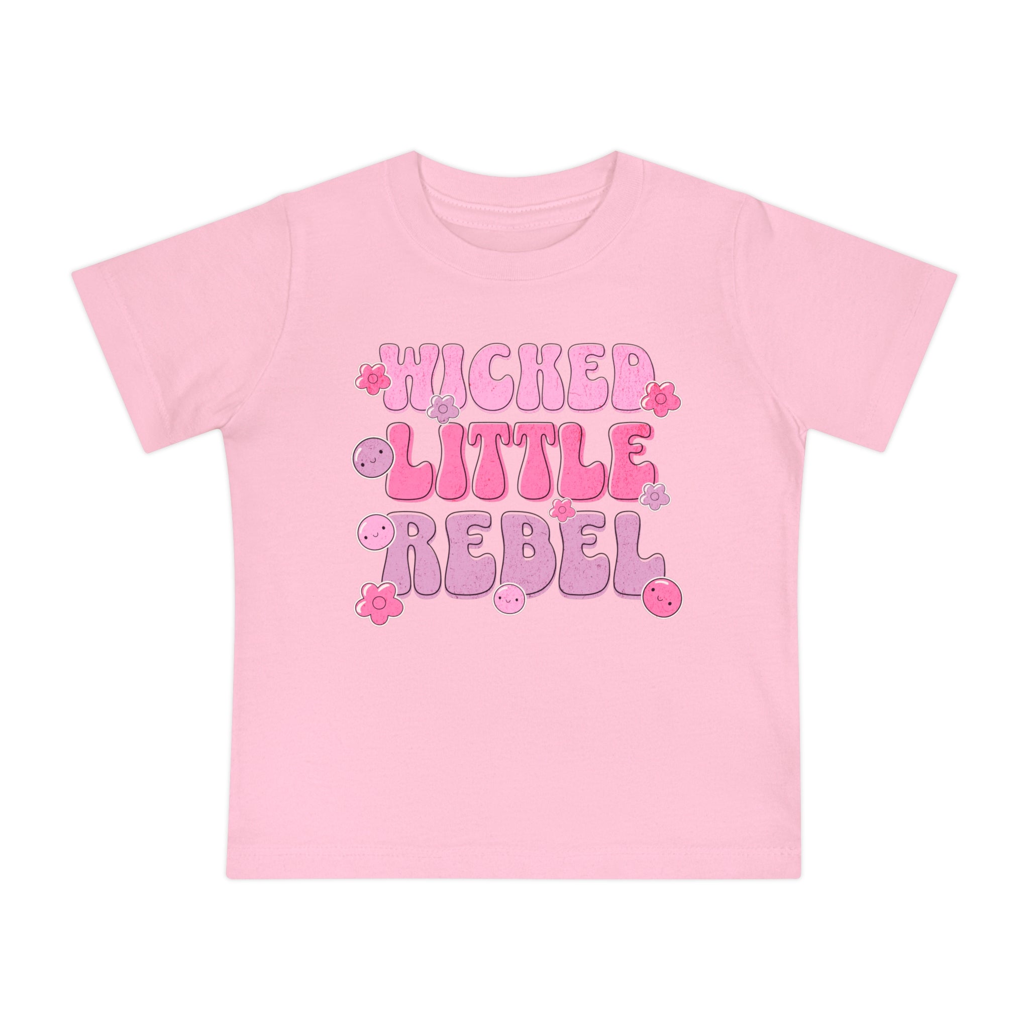 Baby T-Shirt — "Wicked Little Rebel" Pink Cute Graphic
