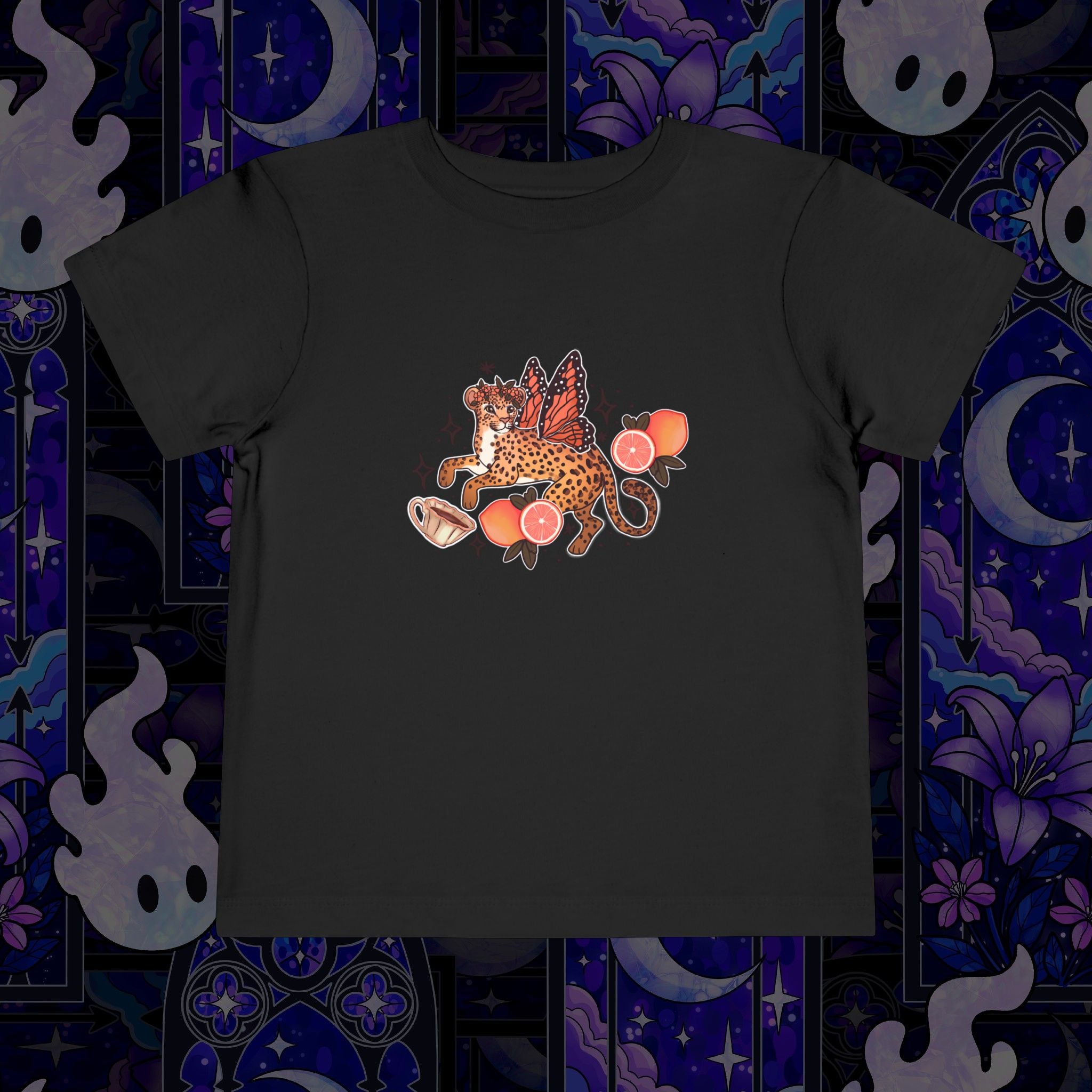 Fairy Leopard Toddler Tee — Cute Leopard with Peaches Graphic