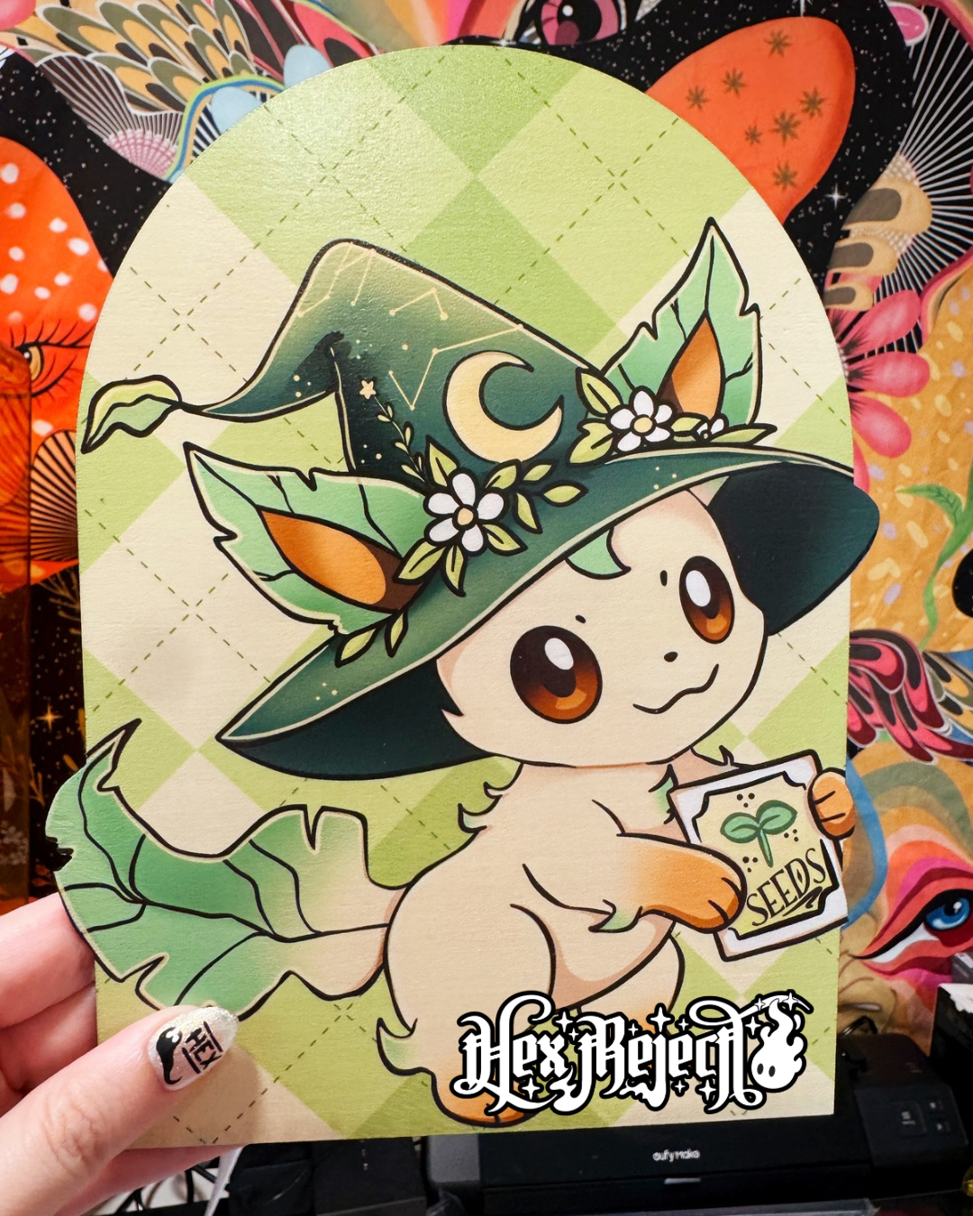 Green Witch - Wooden Wall Hanging Art Print