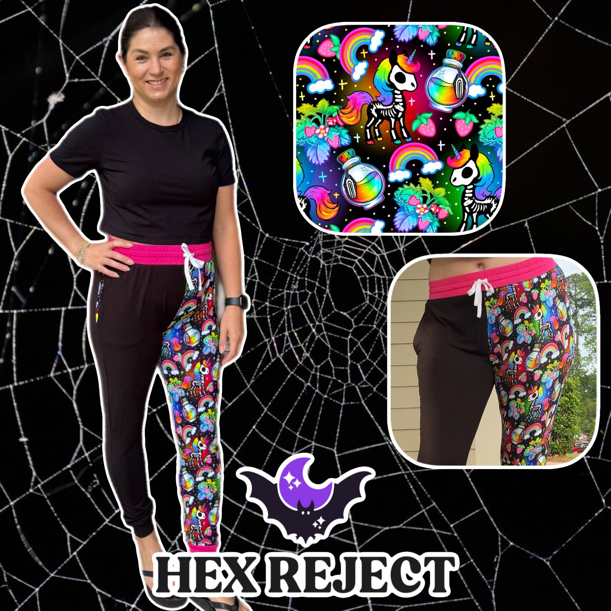 Rainbow Skellicorn “darkside” split joggers