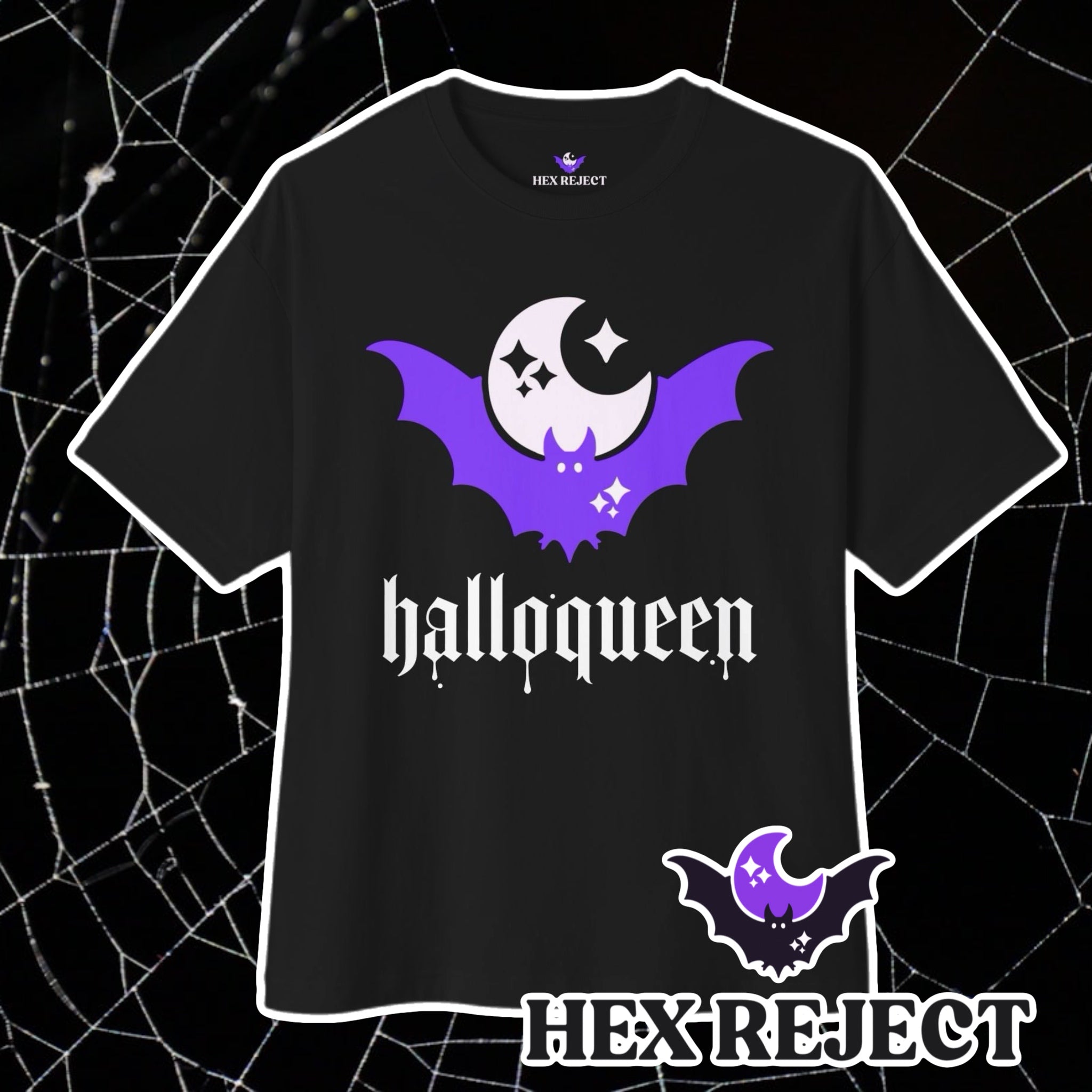 Halloqueen - Unisex Relaxed Boxy Tee - Hex Reject Ghost & Bat Design for Halloween Lovers