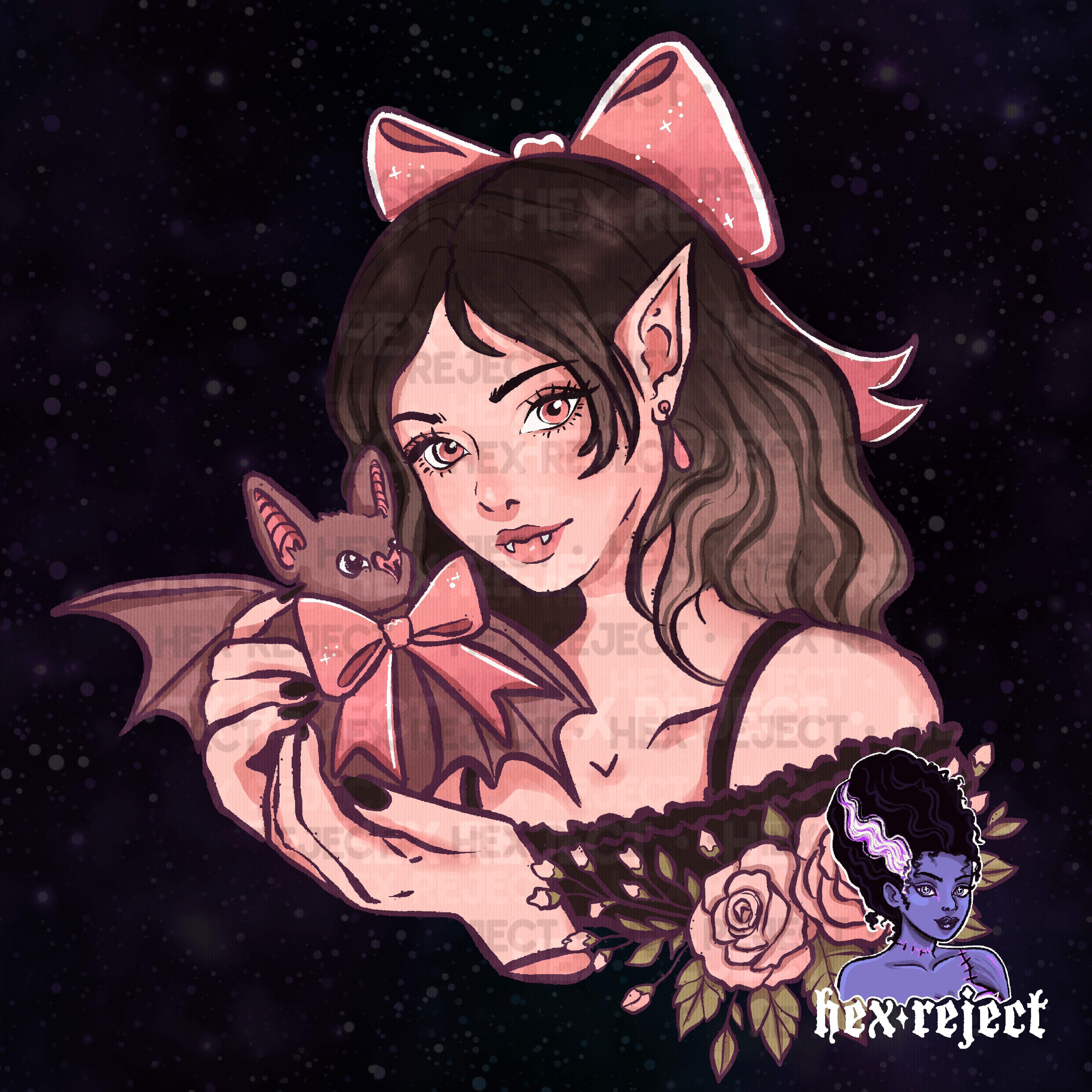 Coquette Vampire - Seamless & png files - 14 days of yuck