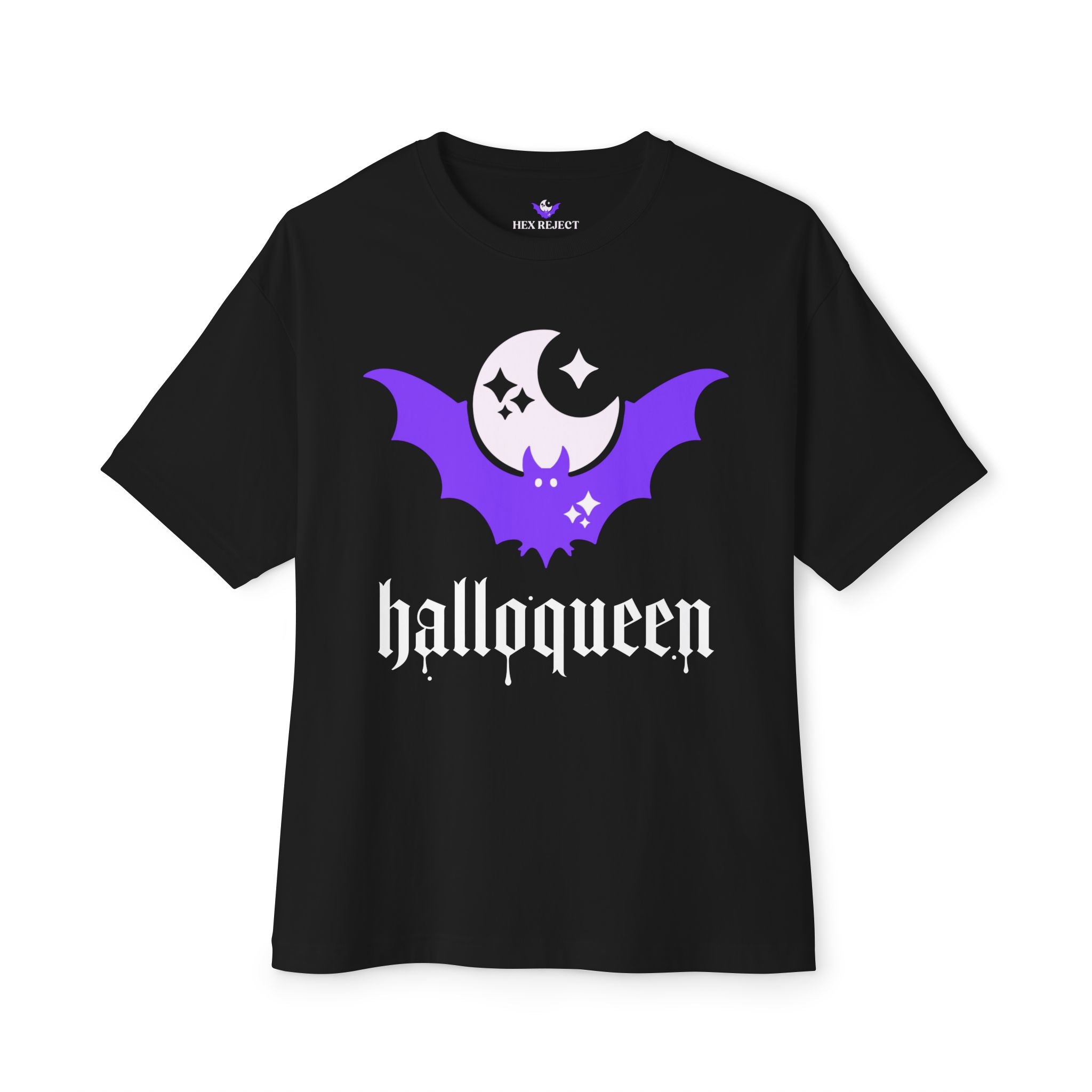 Halloqueen - Unisex Relaxed Boxy Tee - Hex Reject Ghost & Bat Design for Halloween Lovers