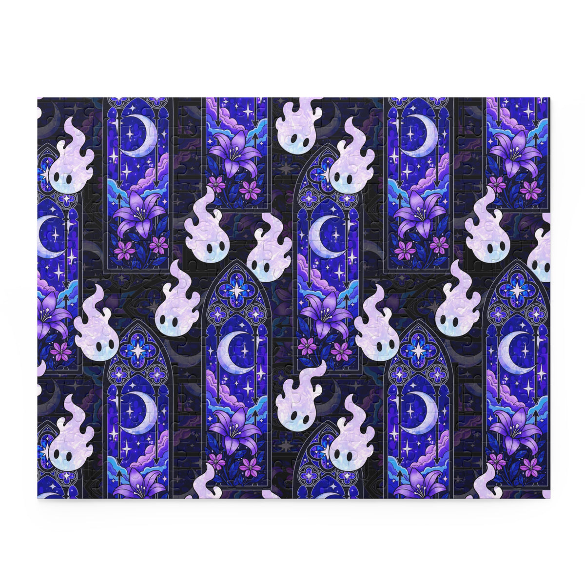 Hex Sprite Puzzle — Moonlit Stained-Glass Pattern (120/252/500-Piece)