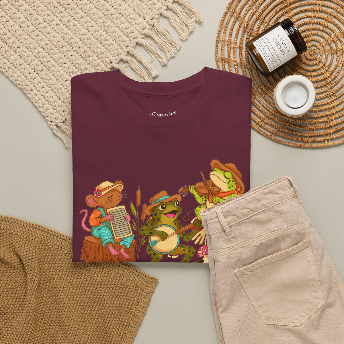 Support Your Local Swamp Band T-Shirt — Cute Frog & Mushroom Band Tee