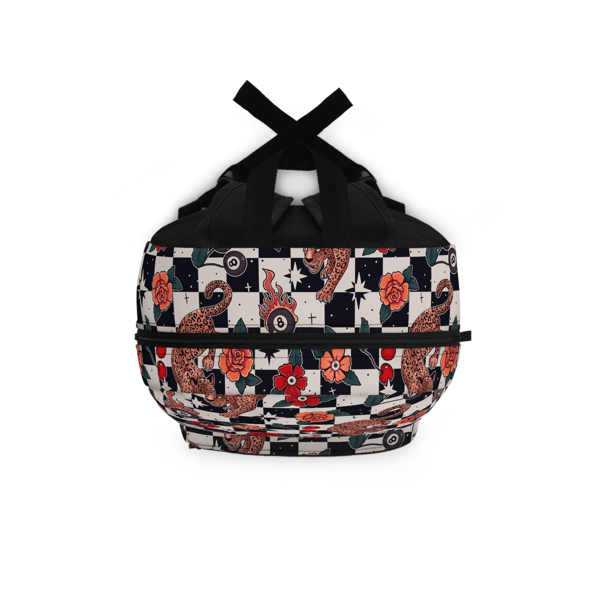 Leopard Trad Tattoo Backpack – Floral Checkerboard Daypack