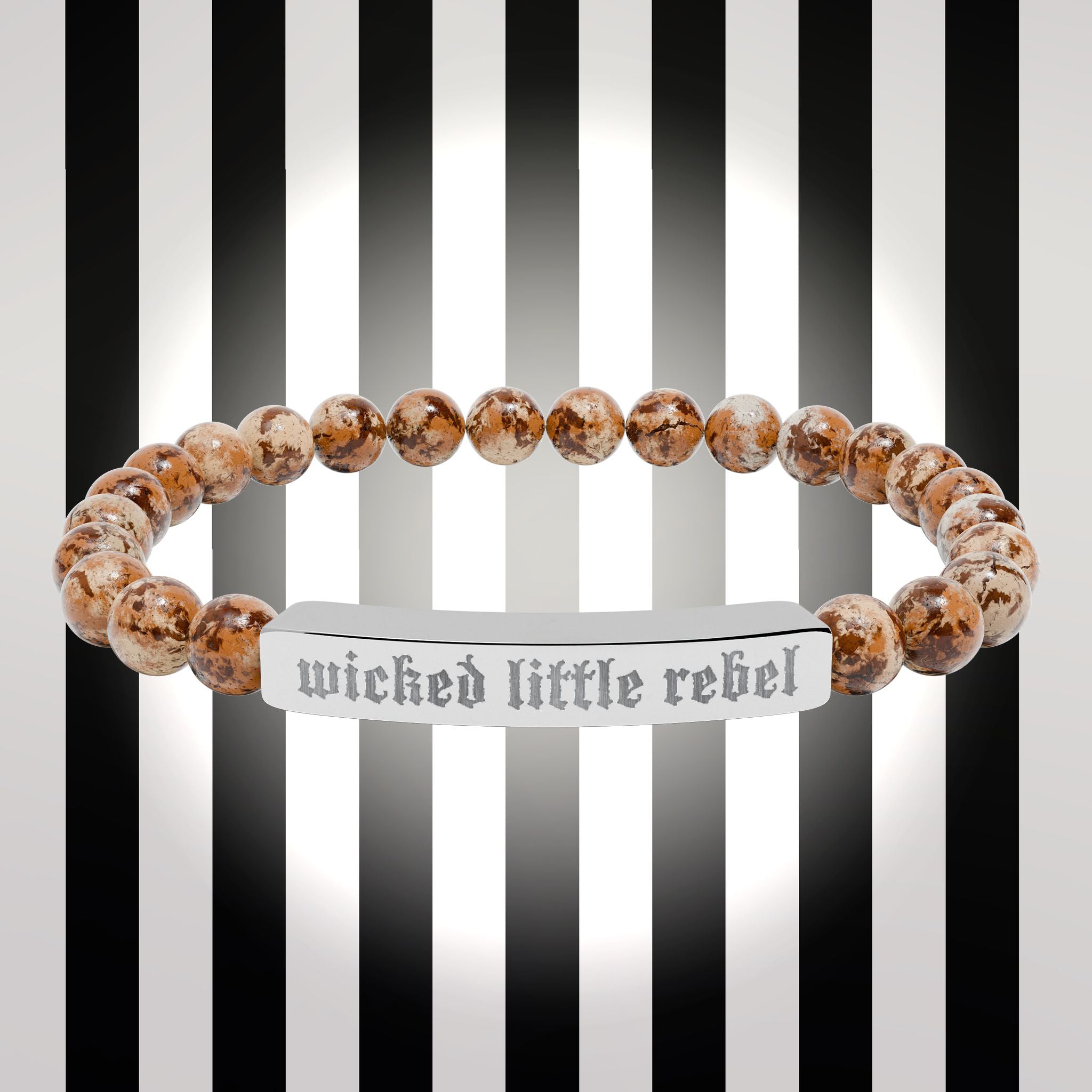 Wicked Little Rebel — Engraved Natural Stone Stretch Bracelet