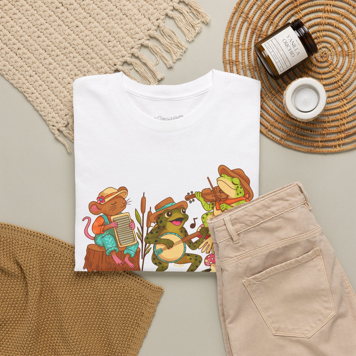 Support Your Local Swamp Band T-Shirt — Cute Frog & Mushroom Band Tee