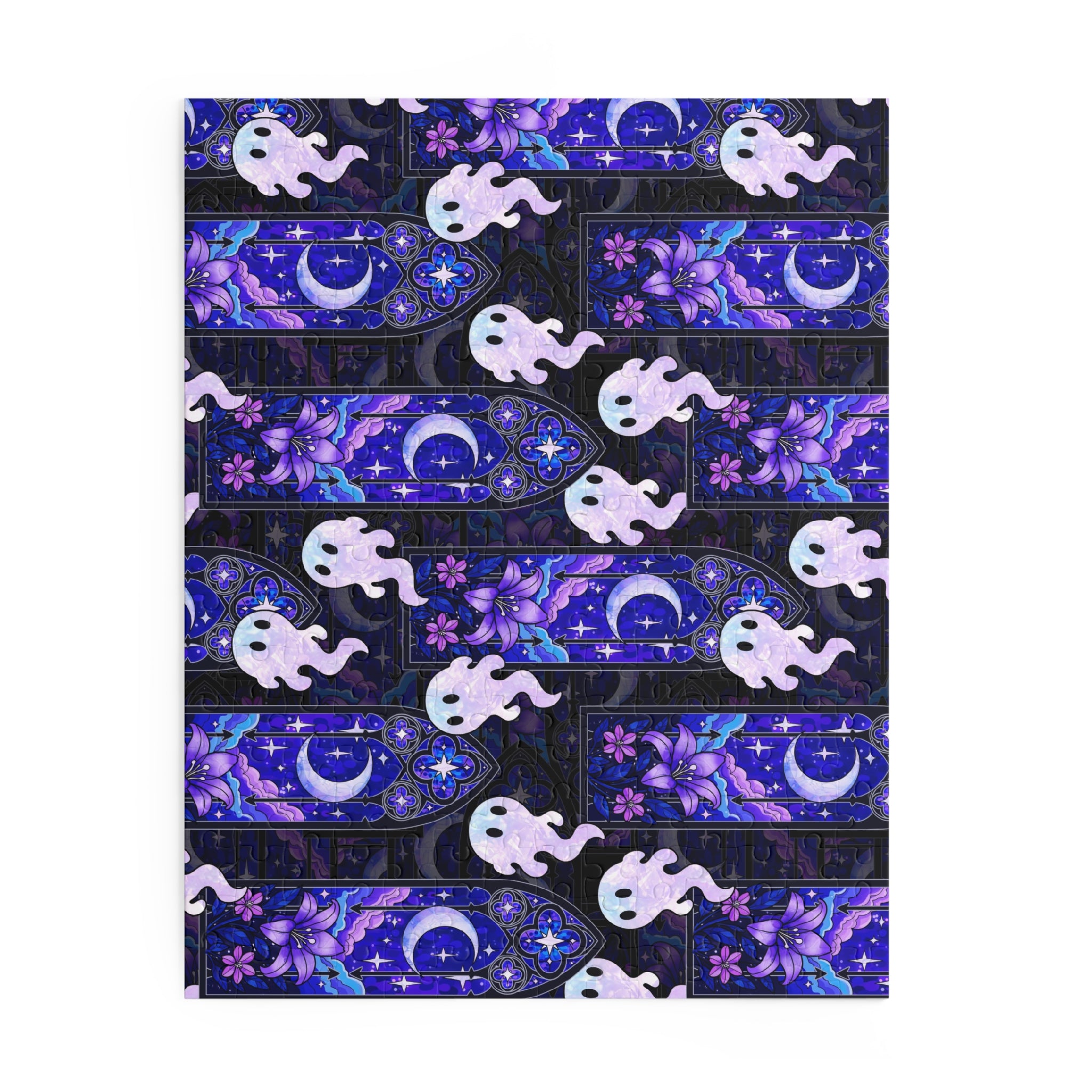 Hex Sprite Puzzle — Moonlit Stained-Glass Pattern (120/252/500-Piece)
